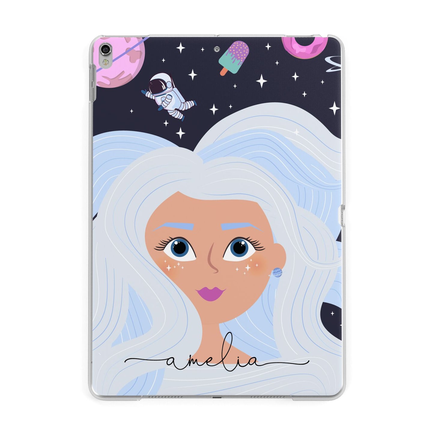 Ethereal Space Goddess with Name Apple iPad Silver Case