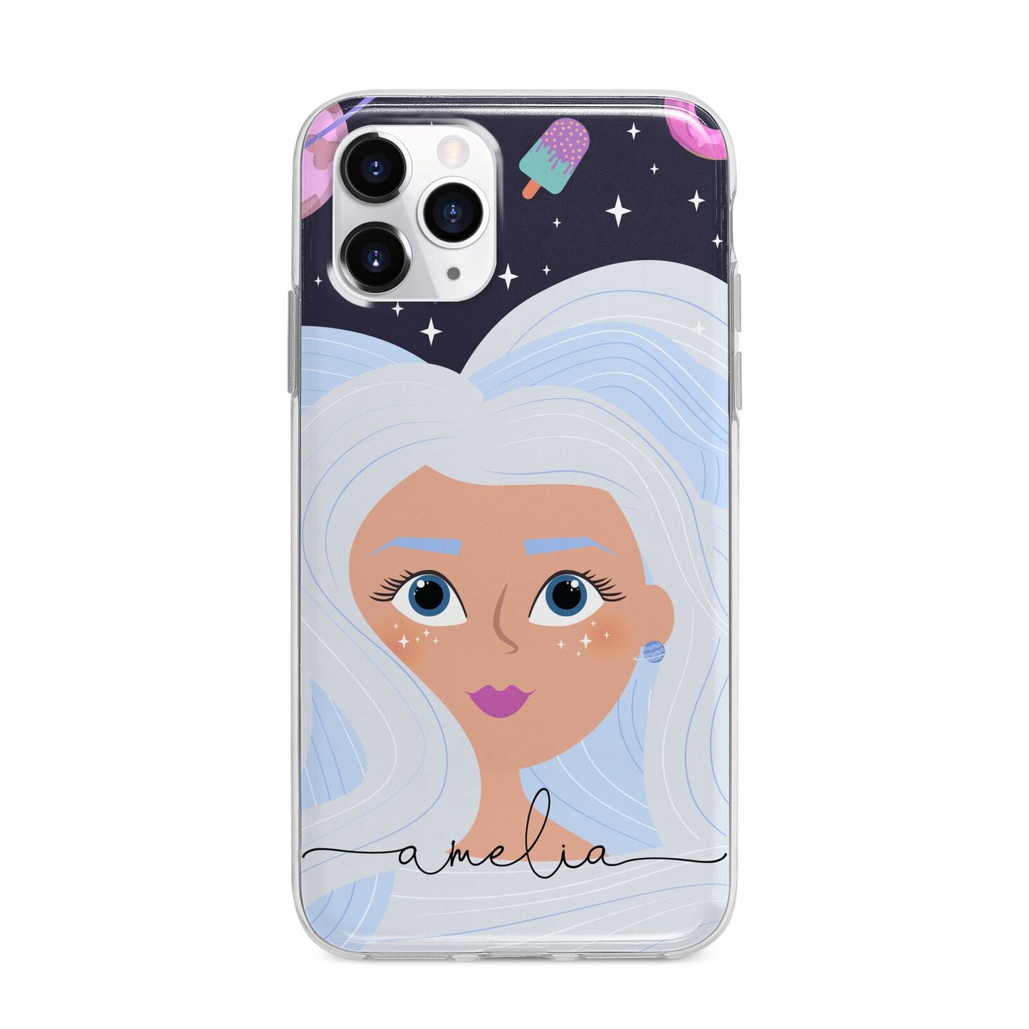 Ethereal Space Goddess with Name Apple iPhone 11 Pro Max in Silver with Bumper Case