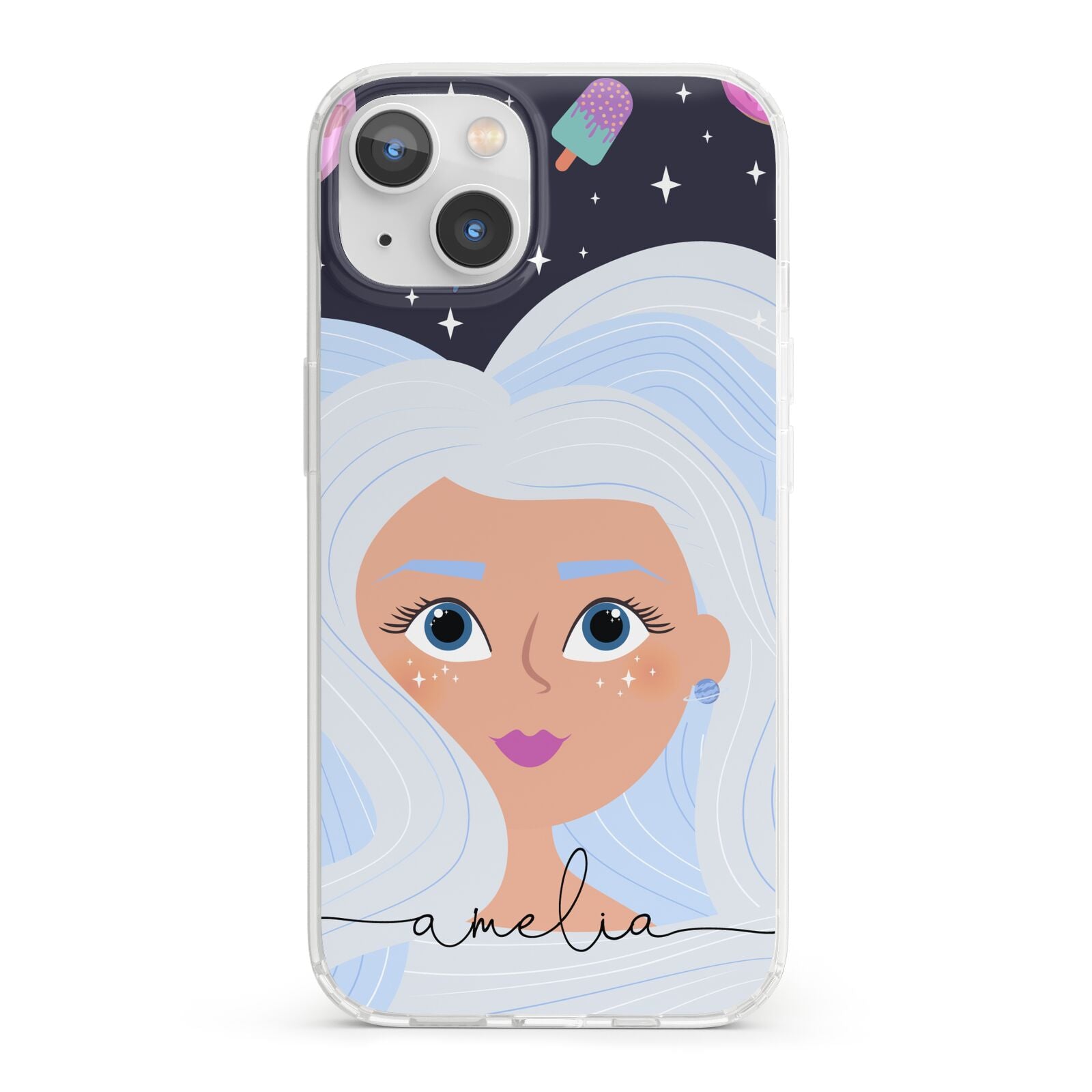 Ethereal Space Goddess with Name iPhone 13 Clear Bumper Case