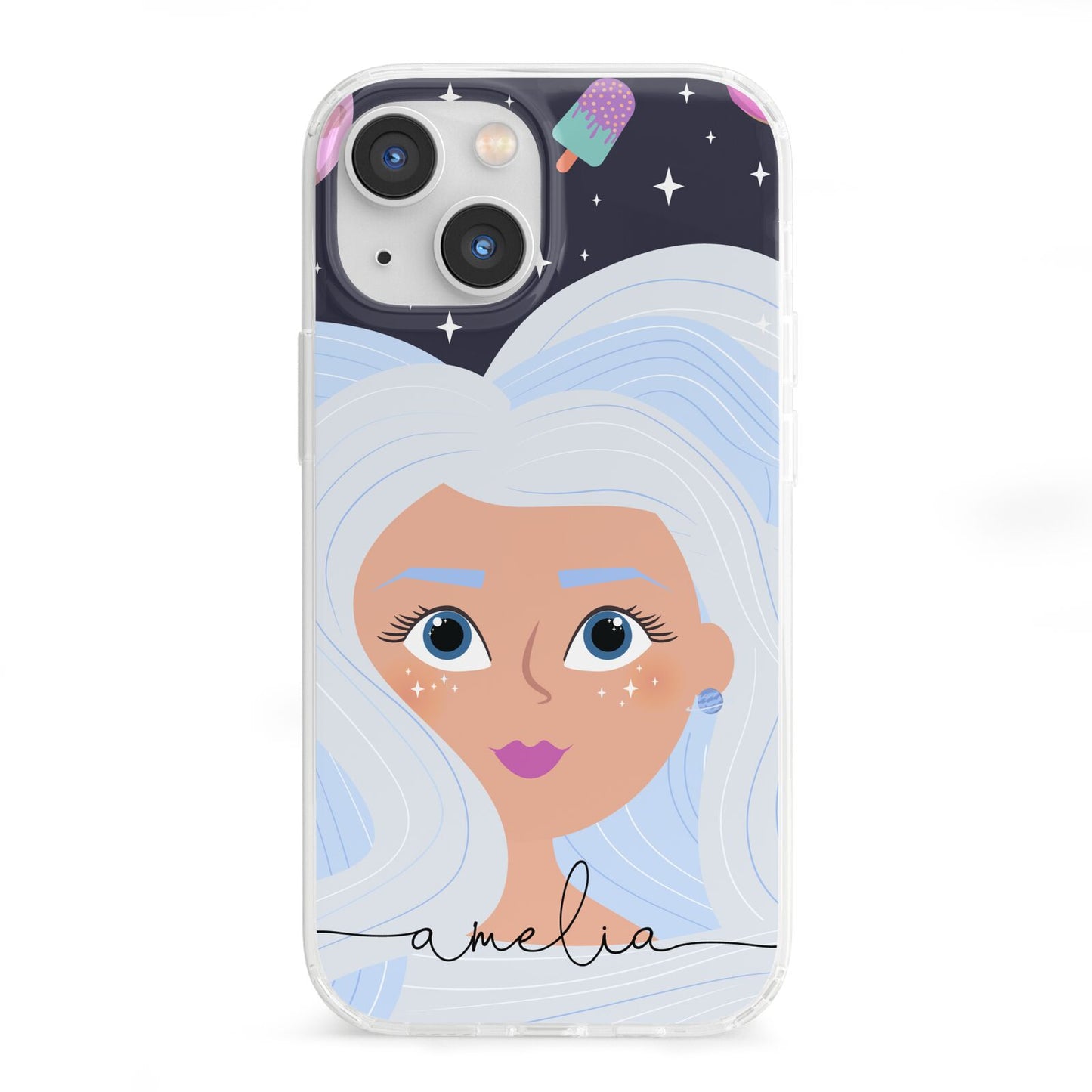 Ethereal Space Goddess with Name iPhone 13 Mini Clear Bumper Case