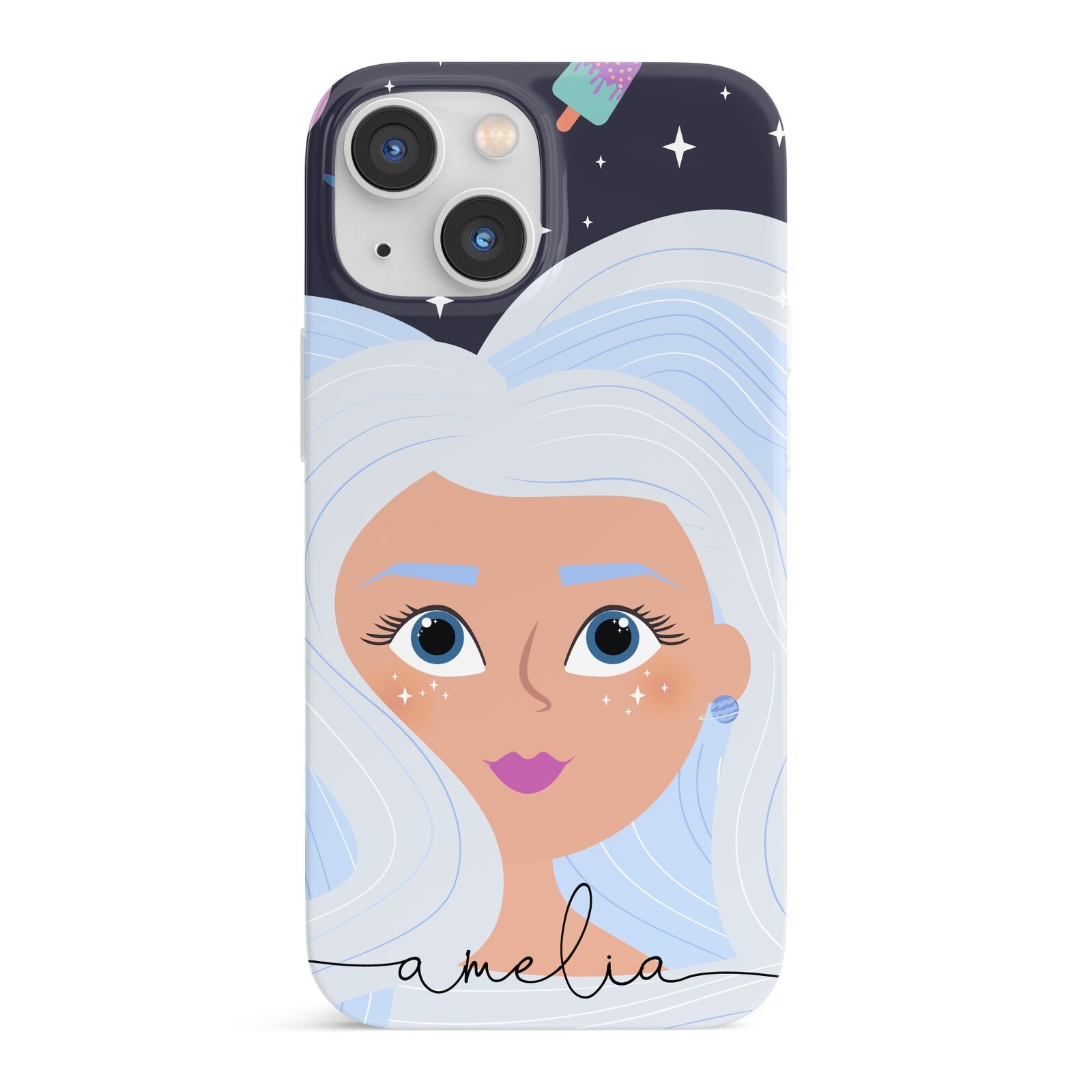 Ethereal Space Goddess with Name iPhone 13 Mini Full Wrap 3D Snap Case