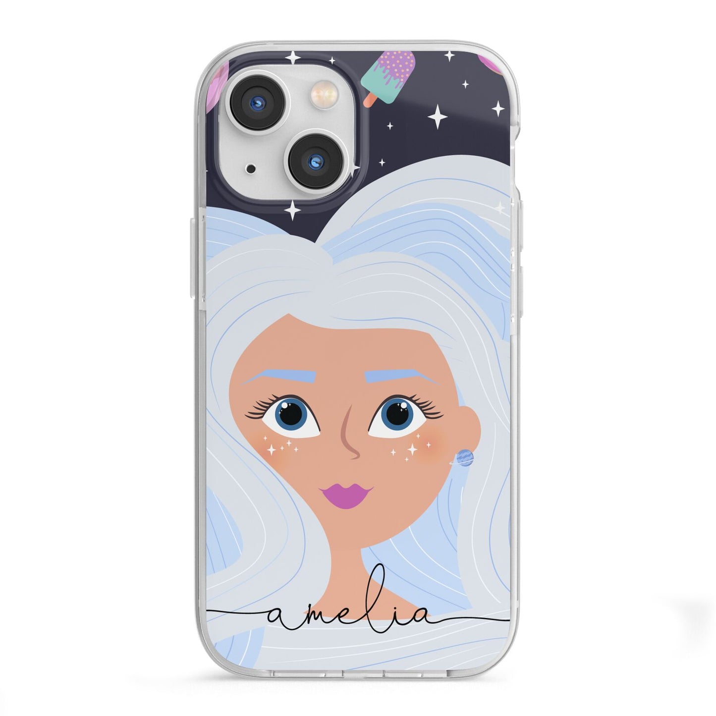 Ethereal Space Goddess with Name iPhone 13 Mini TPU Impact Case with White Edges