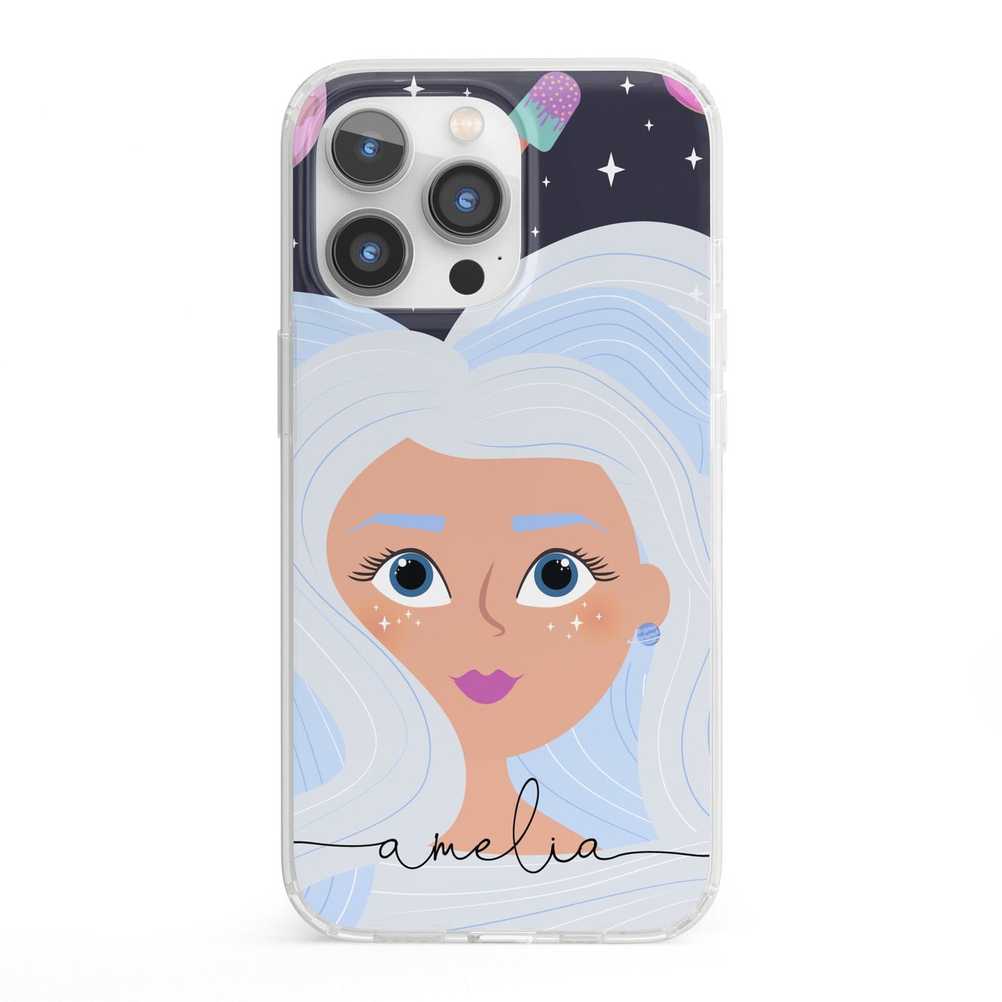 Ethereal Space Goddess with Name iPhone 13 Pro Clear Bumper Case