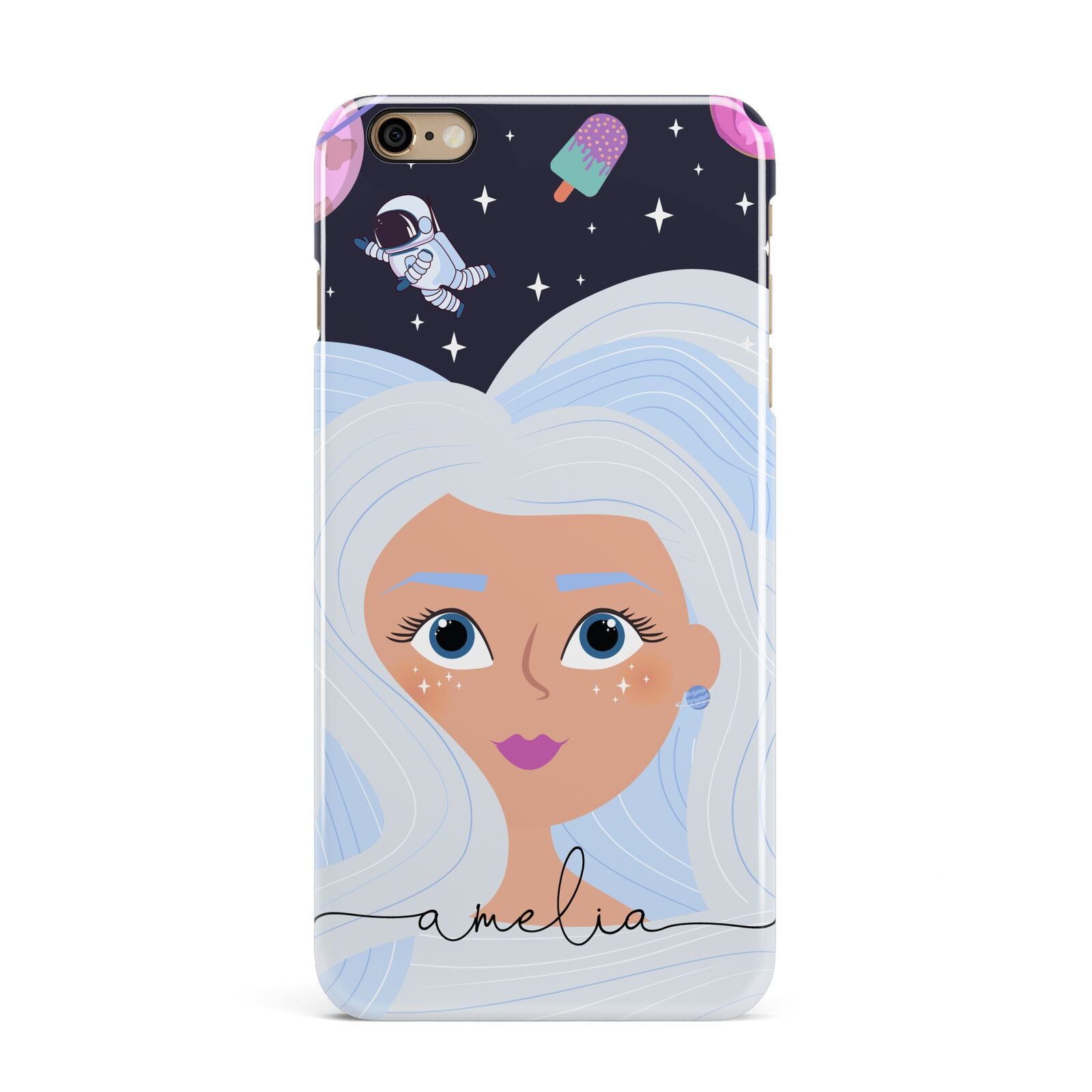 Ethereal Space Goddess with Name iPhone 6 Plus 3D Snap Case on Gold Phone