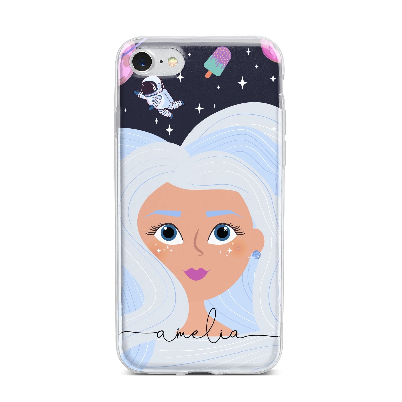 Ethereal Space Goddess with Name iPhone 7 Bumper Case on Silver iPhone