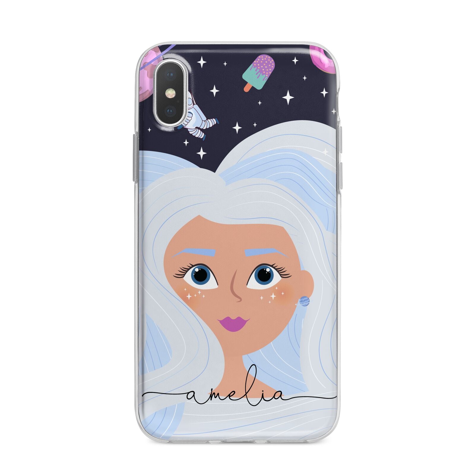 Ethereal Space Goddess with Name iPhone X Bumper Case on Silver iPhone Alternative Image 1