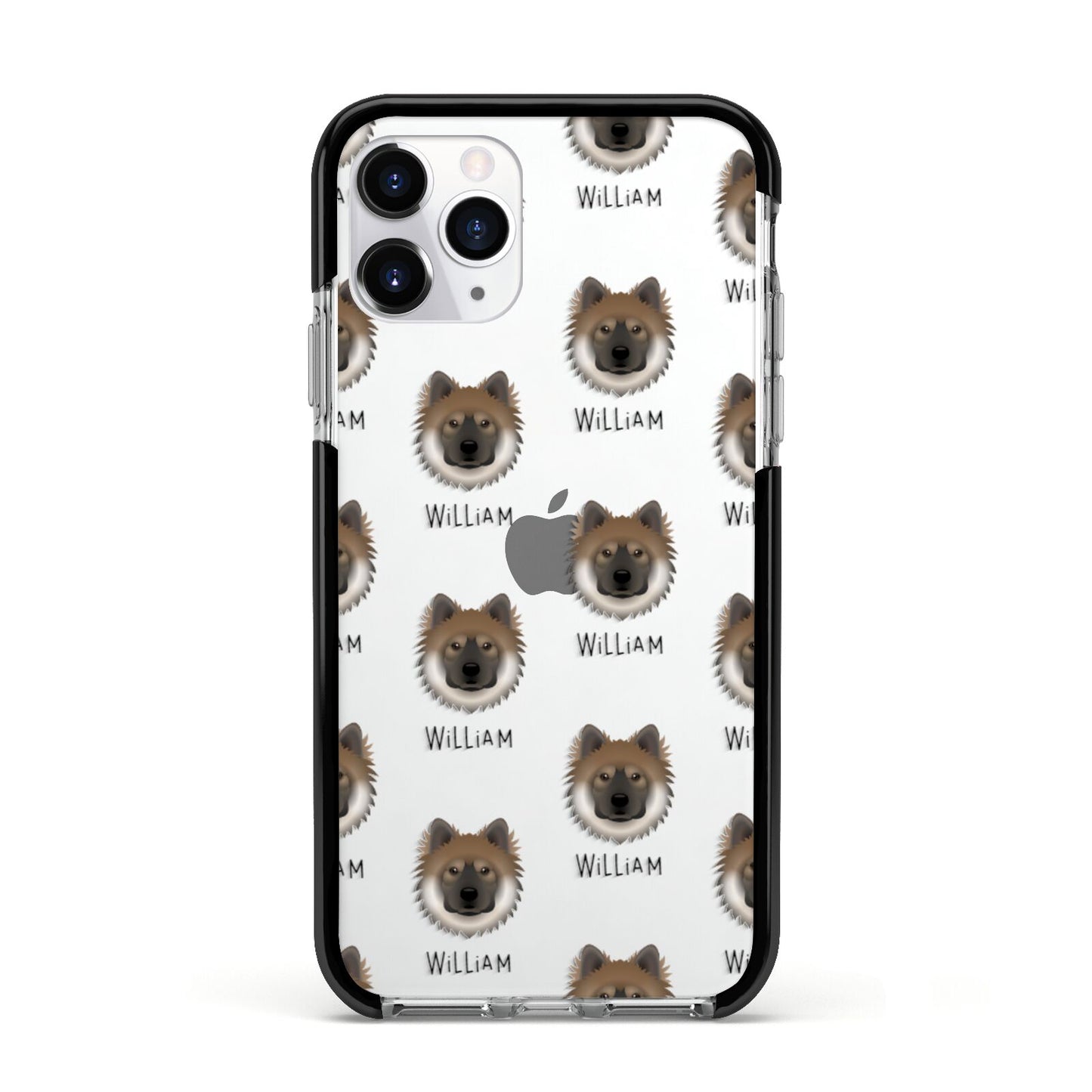 Eurasier Icon with Name Apple iPhone 11 Pro in Silver with Black Impact Case