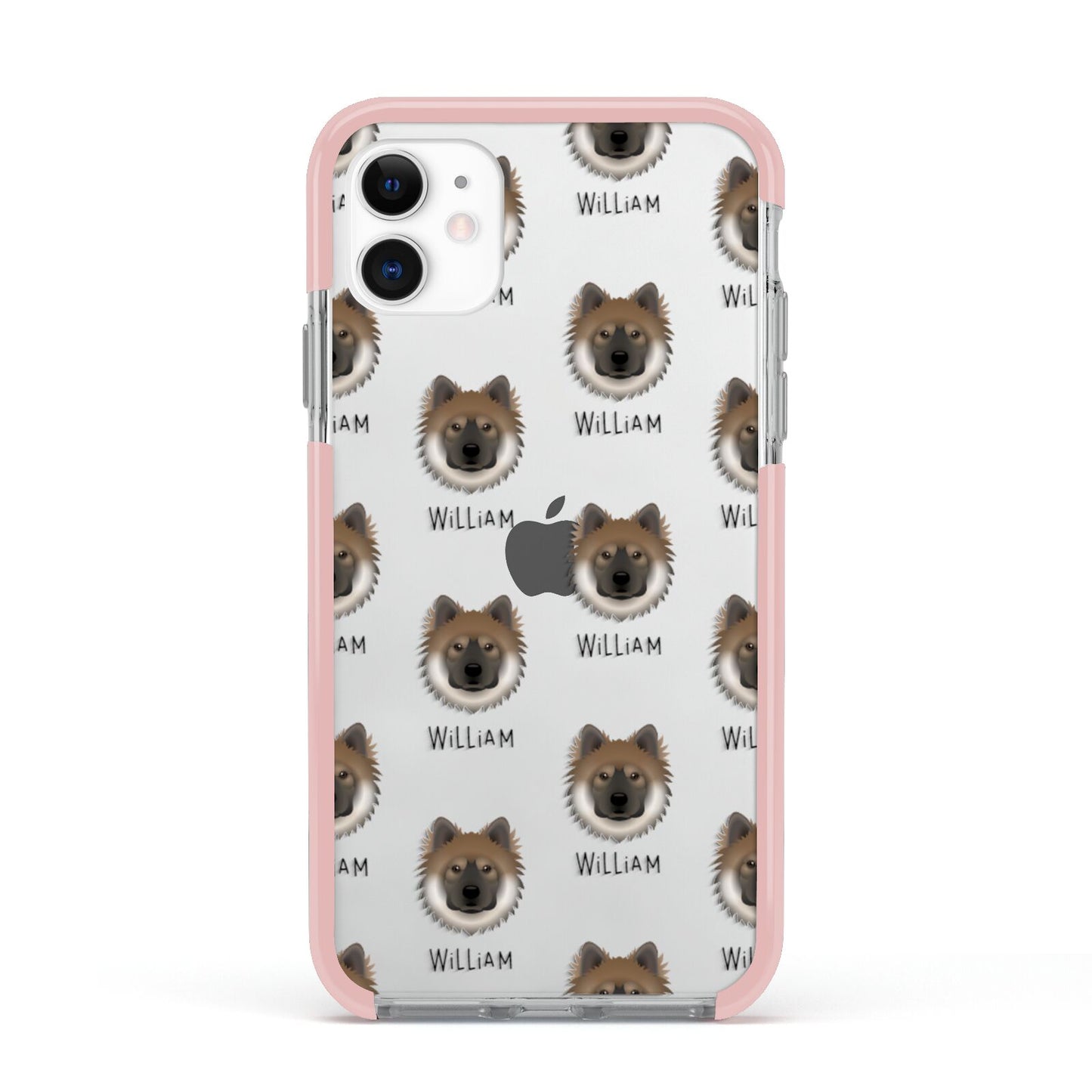 Eurasier Icon with Name Apple iPhone 11 in White with Pink Impact Case
