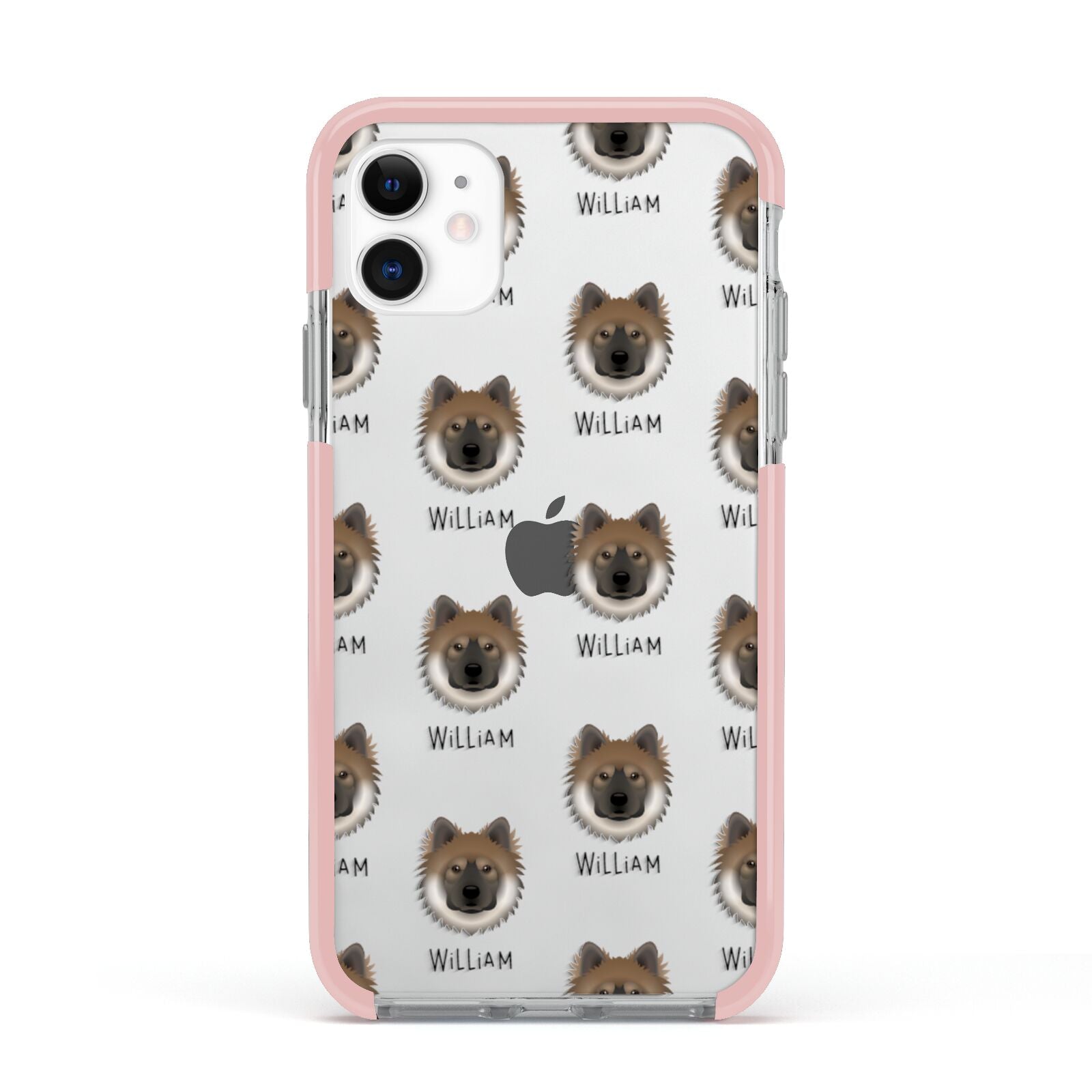 Eurasier Icon with Name Apple iPhone 11 in White with Pink Impact Case