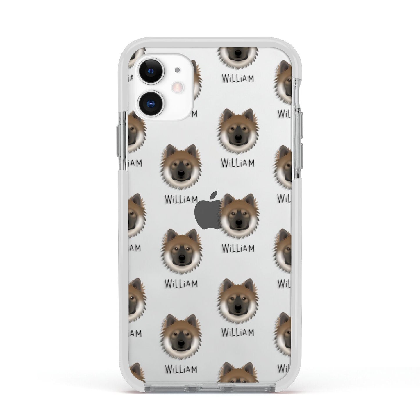 Eurasier Icon with Name Apple iPhone 11 in White with White Impact Case