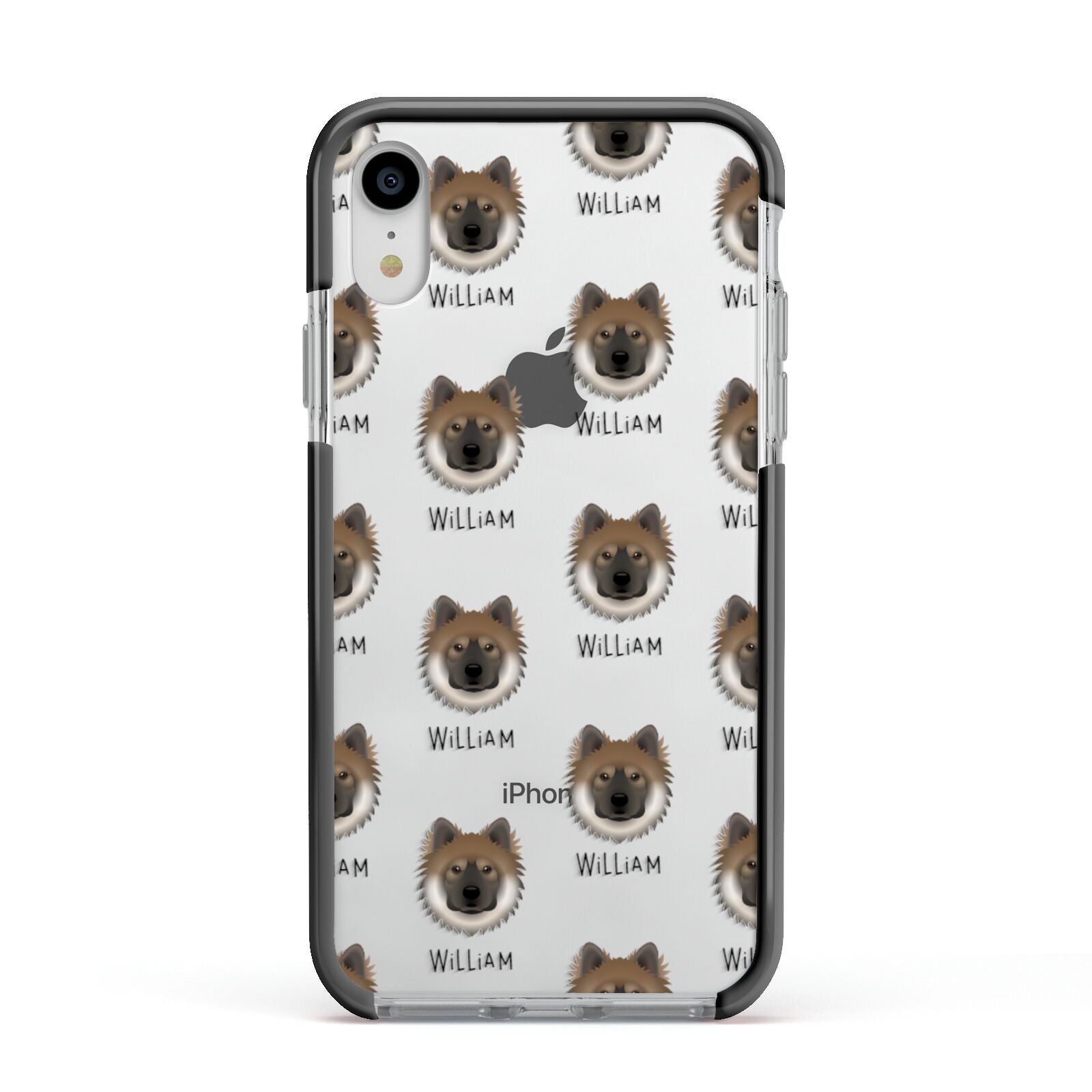 Eurasier Icon with Name Apple iPhone XR Impact Case Black Edge on Silver Phone