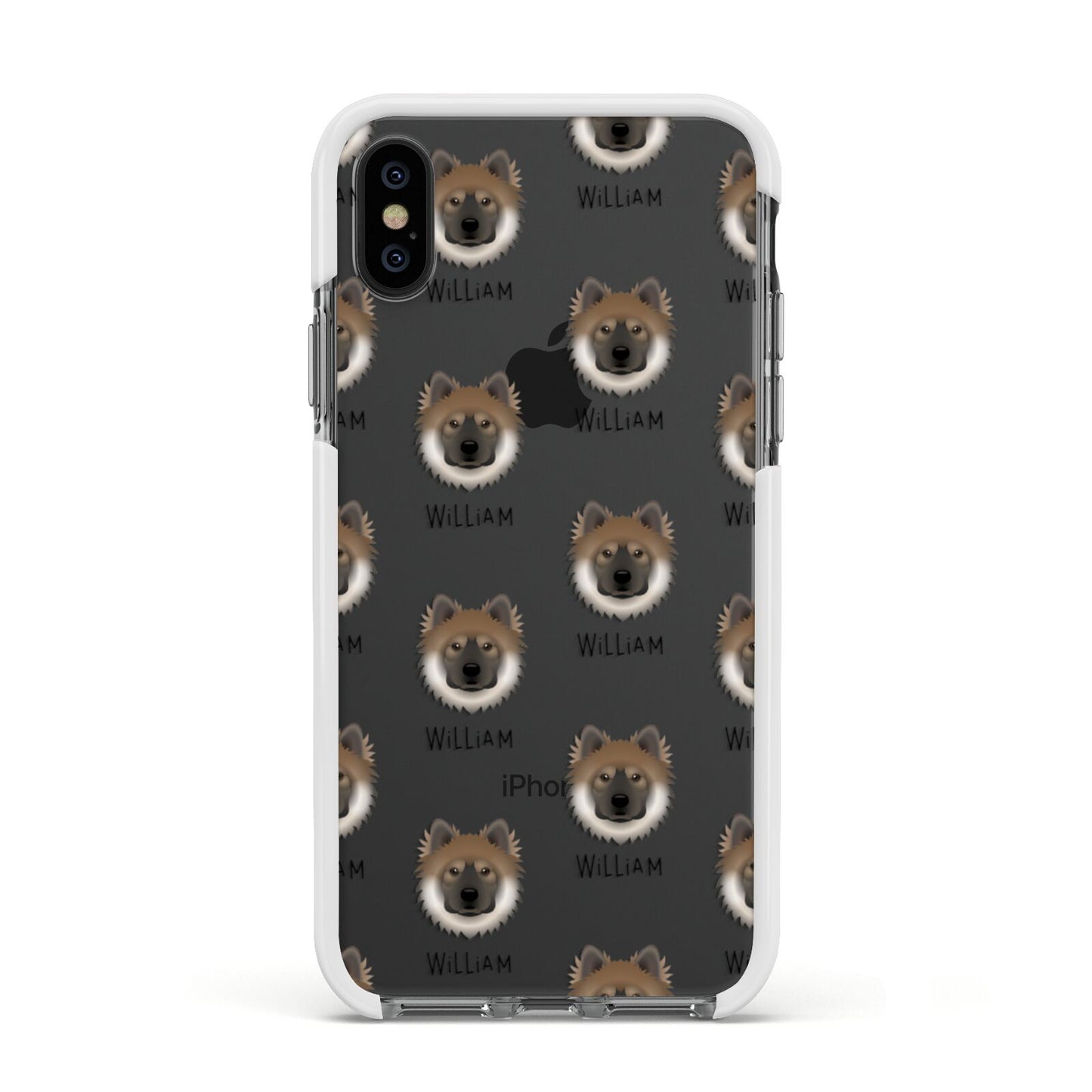 Eurasier Icon with Name Apple iPhone Xs Impact Case White Edge on Black Phone