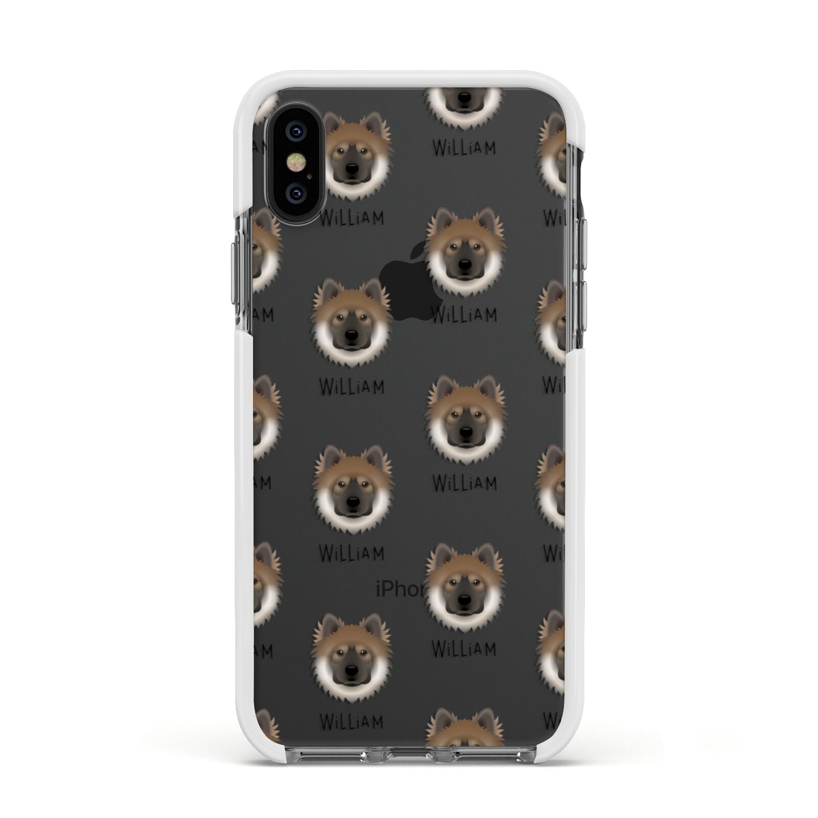 Eurasier Icon with Name Apple iPhone Xs Impact Case White Edge on Black Phone