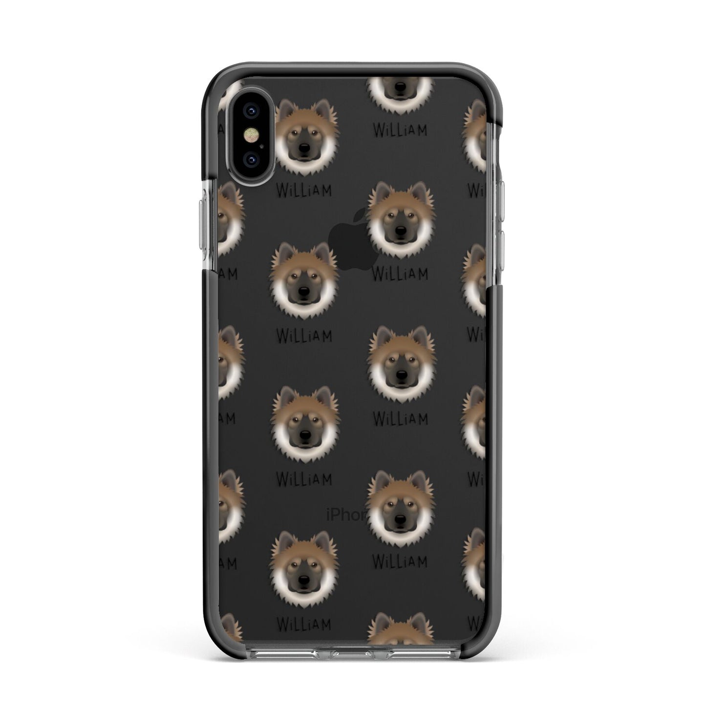 Eurasier Icon with Name Apple iPhone Xs Max Impact Case Black Edge on Black Phone