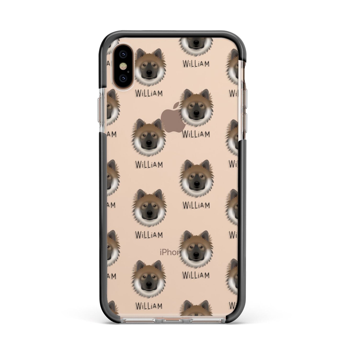 Eurasier Icon with Name Apple iPhone Xs Max Impact Case Black Edge on Gold Phone