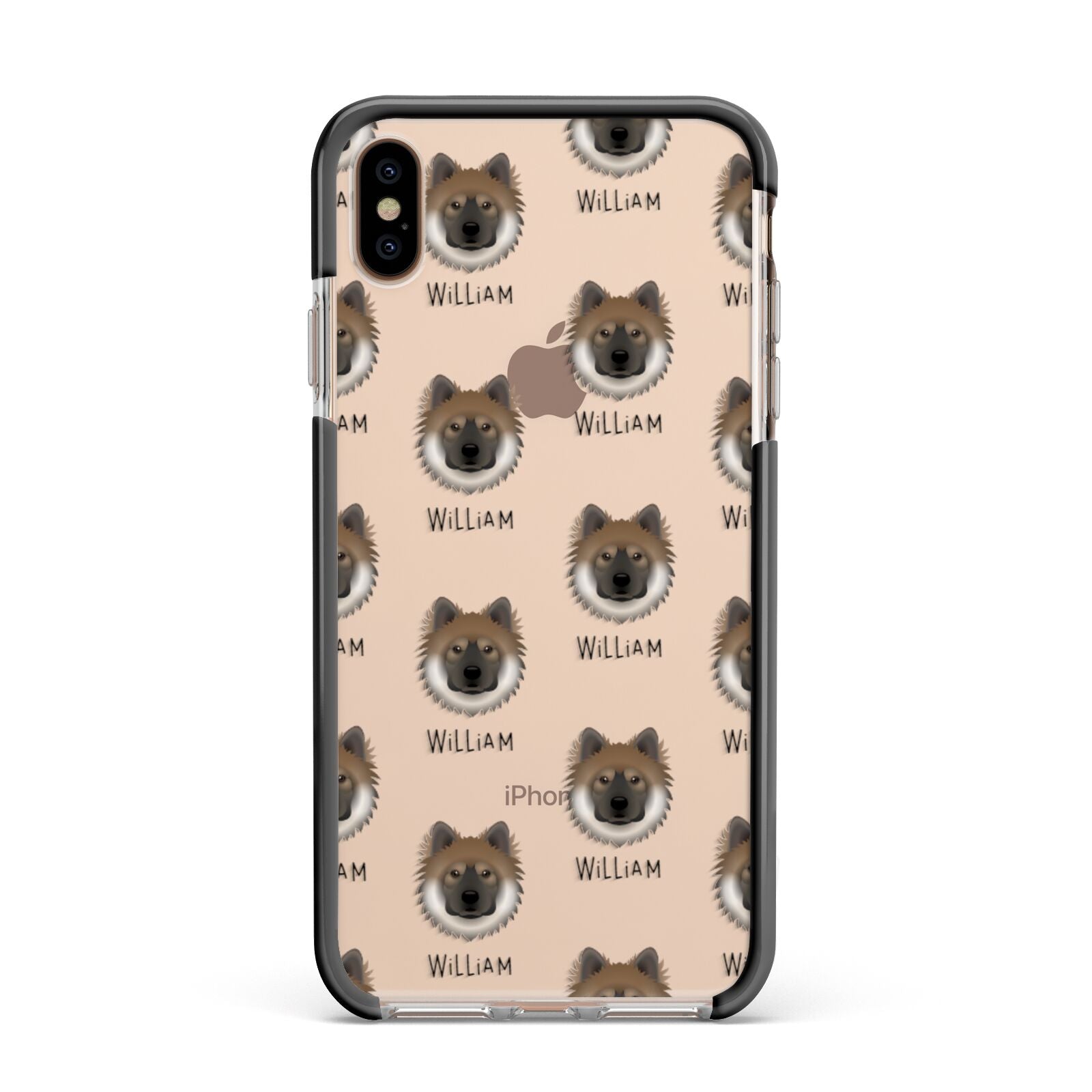 Eurasier Icon with Name Apple iPhone Xs Max Impact Case Black Edge on Gold Phone