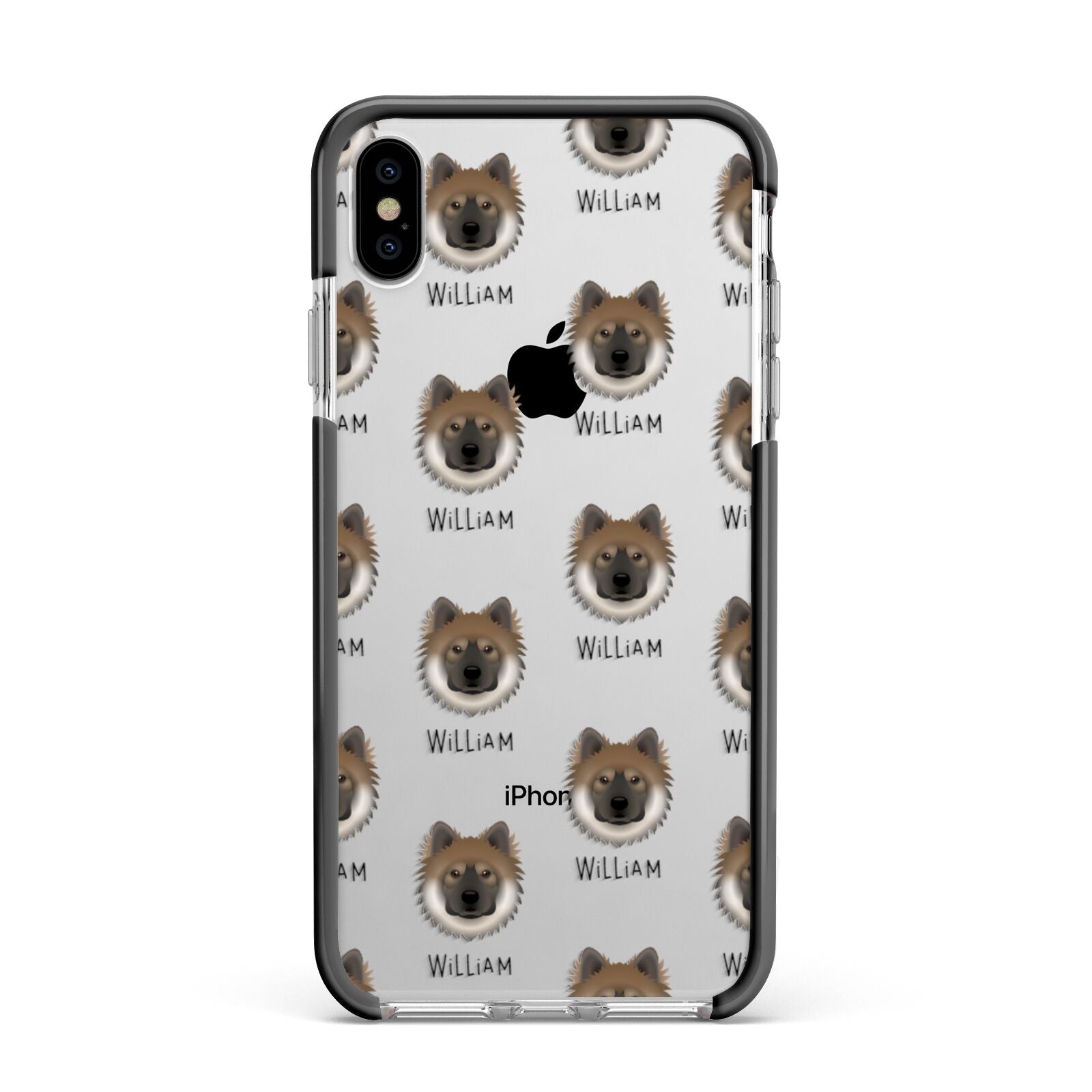 Eurasier Icon with Name Apple iPhone Xs Max Impact Case Black Edge on Silver Phone