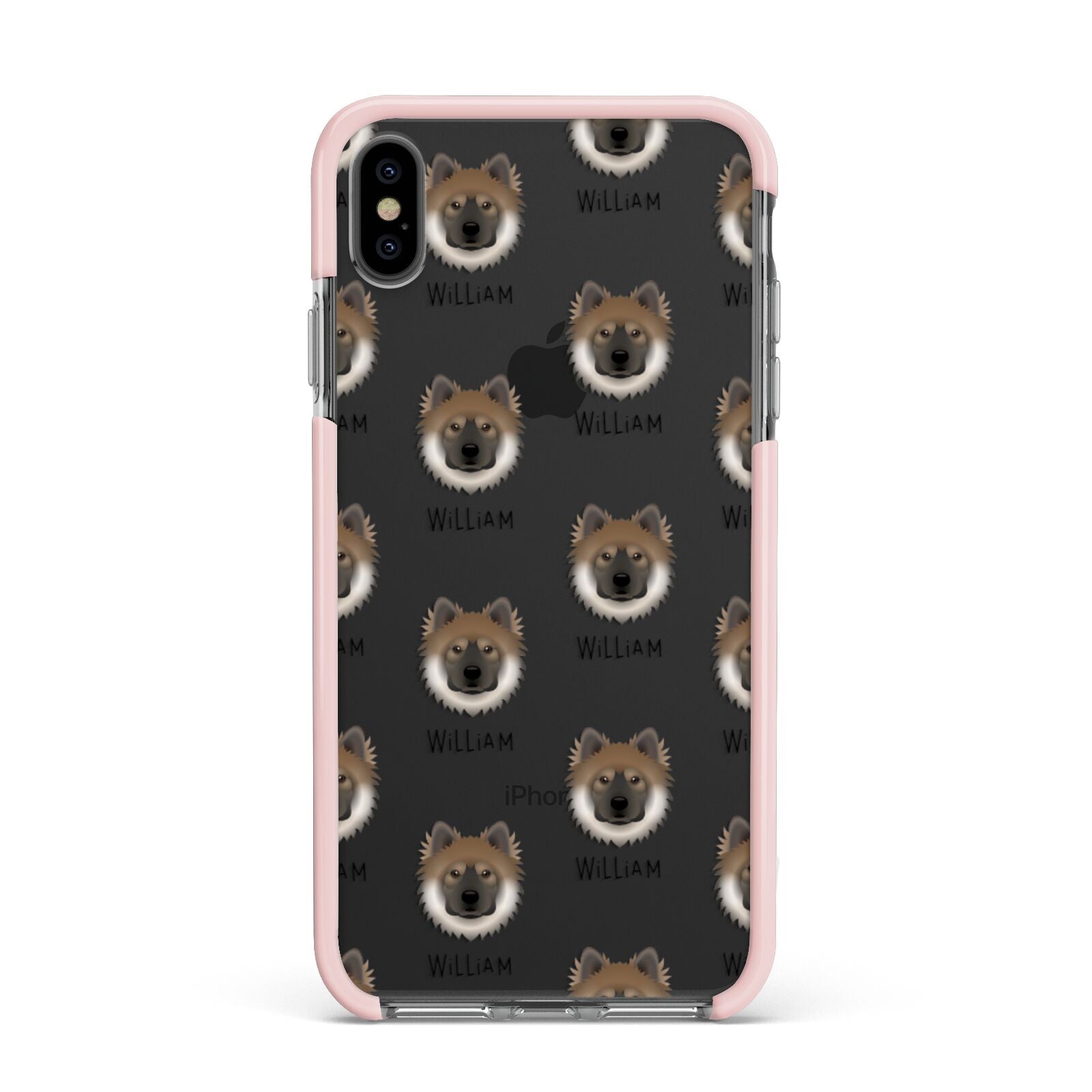 Eurasier Icon with Name Apple iPhone Xs Max Impact Case Pink Edge on Black Phone