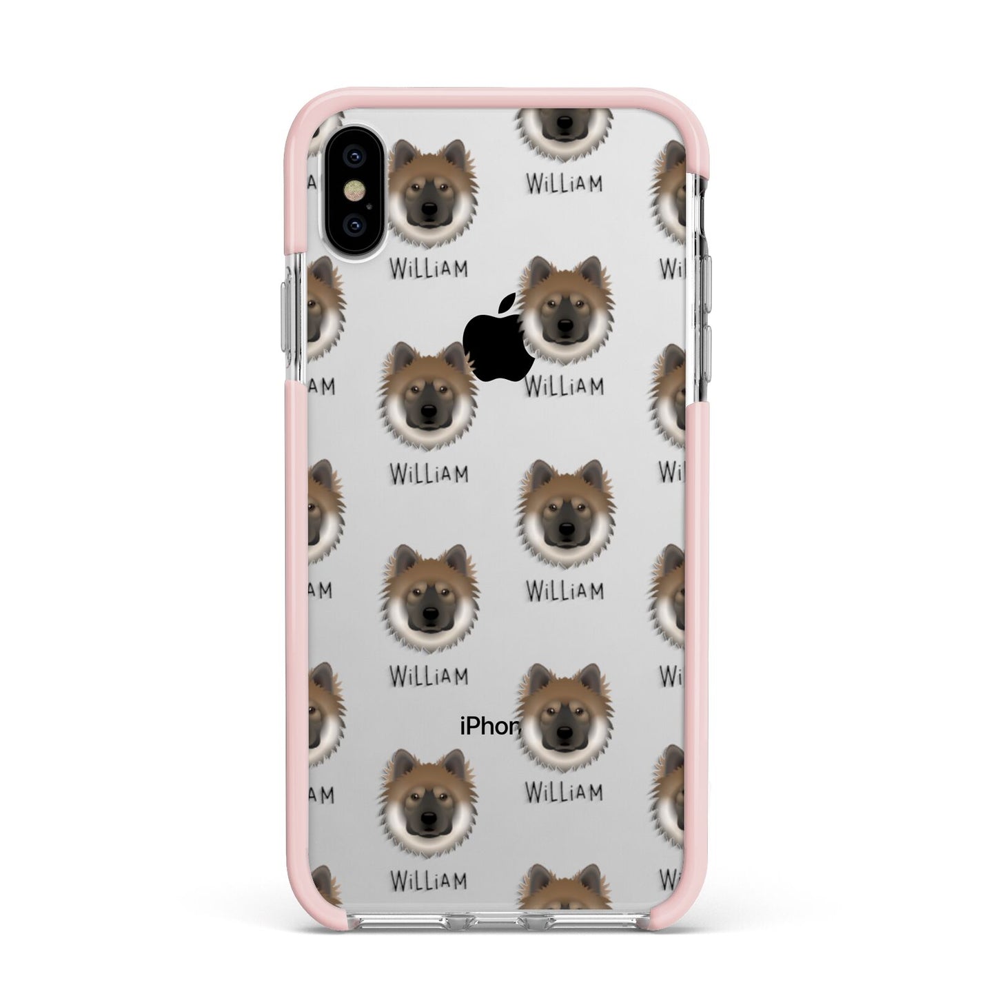Eurasier Icon with Name Apple iPhone Xs Max Impact Case Pink Edge on Silver Phone