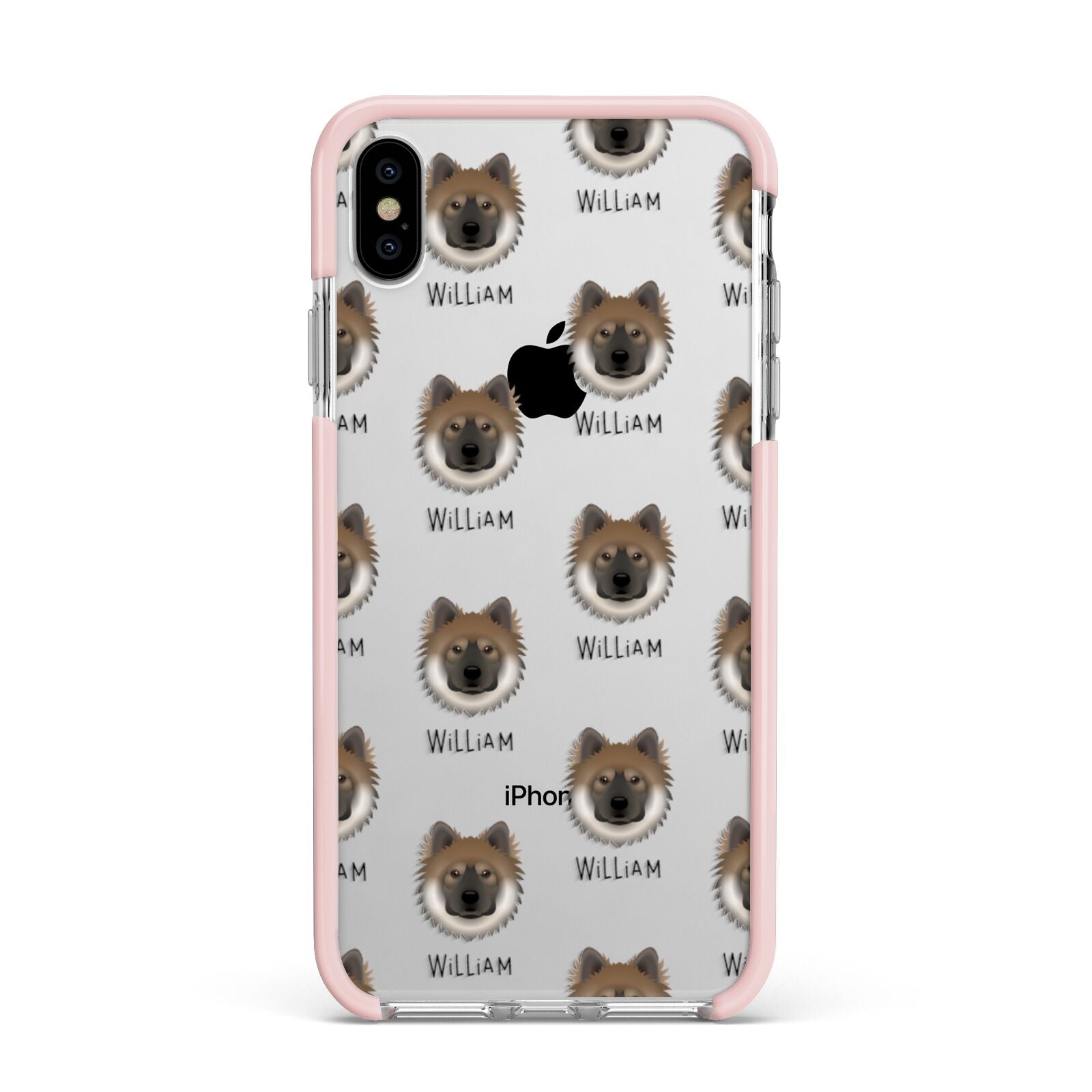 Eurasier Icon with Name Apple iPhone Xs Max Impact Case Pink Edge on Silver Phone