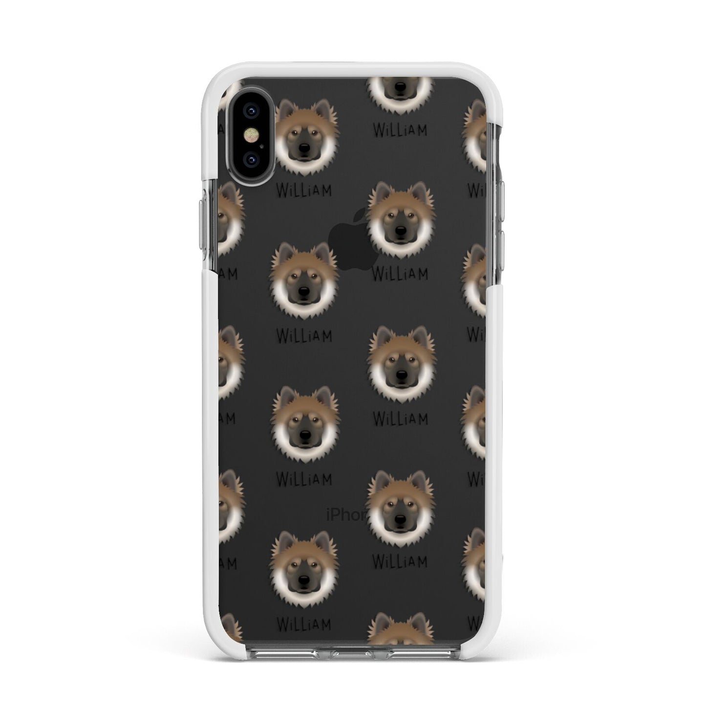 Eurasier Icon with Name Apple iPhone Xs Max Impact Case White Edge on Black Phone