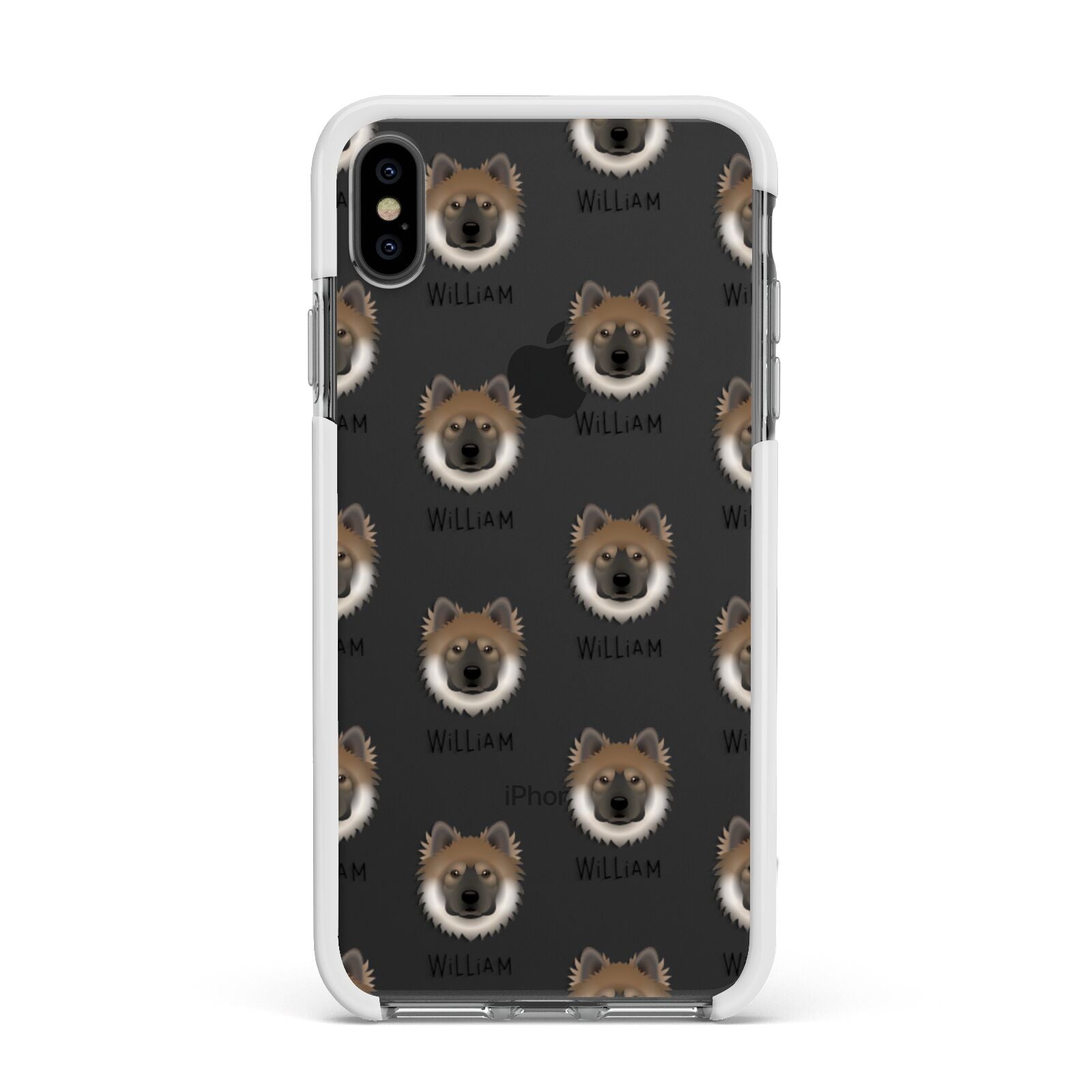 Eurasier Icon with Name Apple iPhone Xs Max Impact Case White Edge on Black Phone