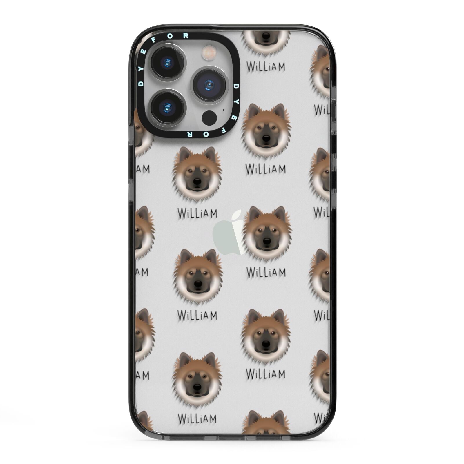 Eurasier Icon with Name iPhone 13 Pro Max Black Impact Case on Silver phone