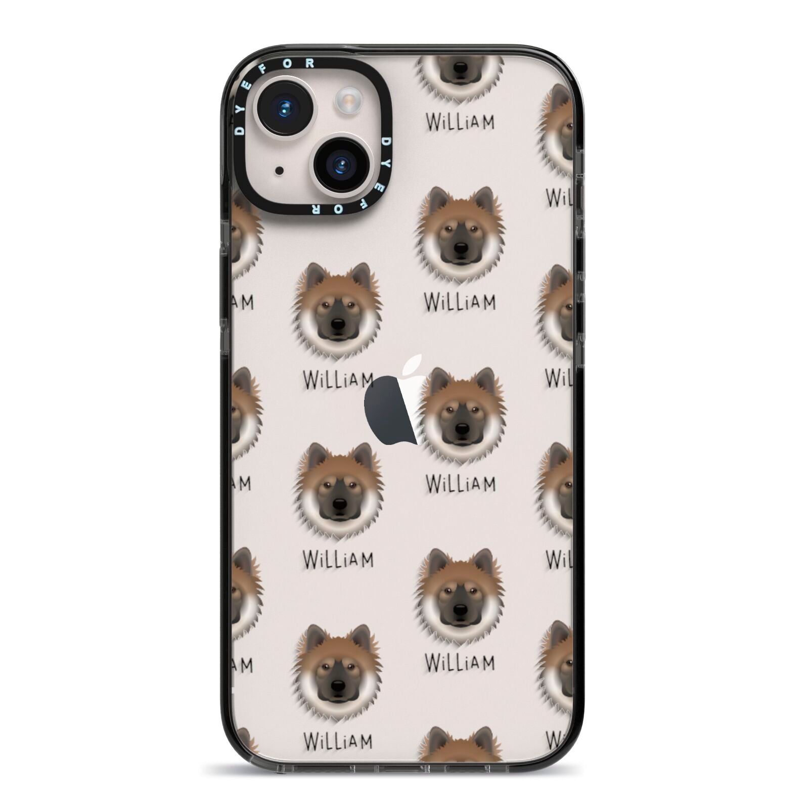 Eurasier Icon with Name iPhone 14 Plus Black Impact Case on Silver phone