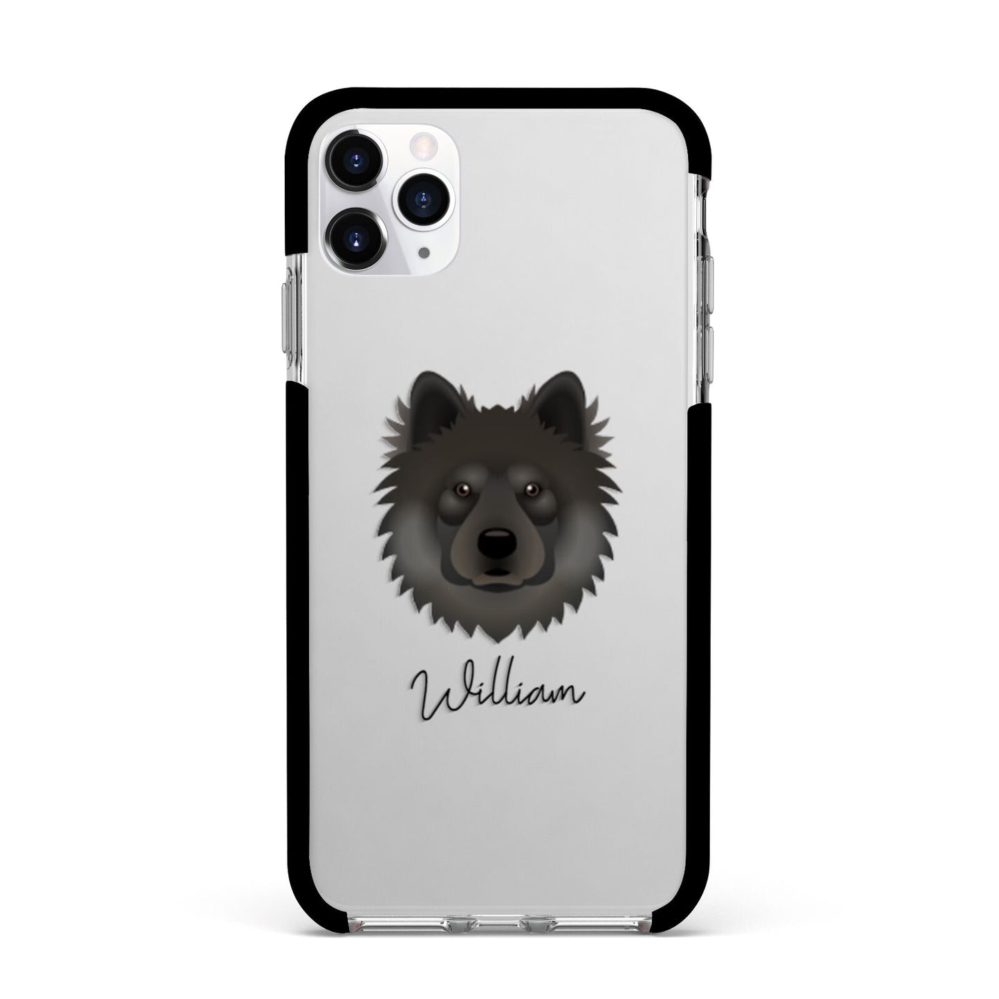 Eurasier Personalised Apple iPhone 11 Pro Max in Silver with Black Impact Case