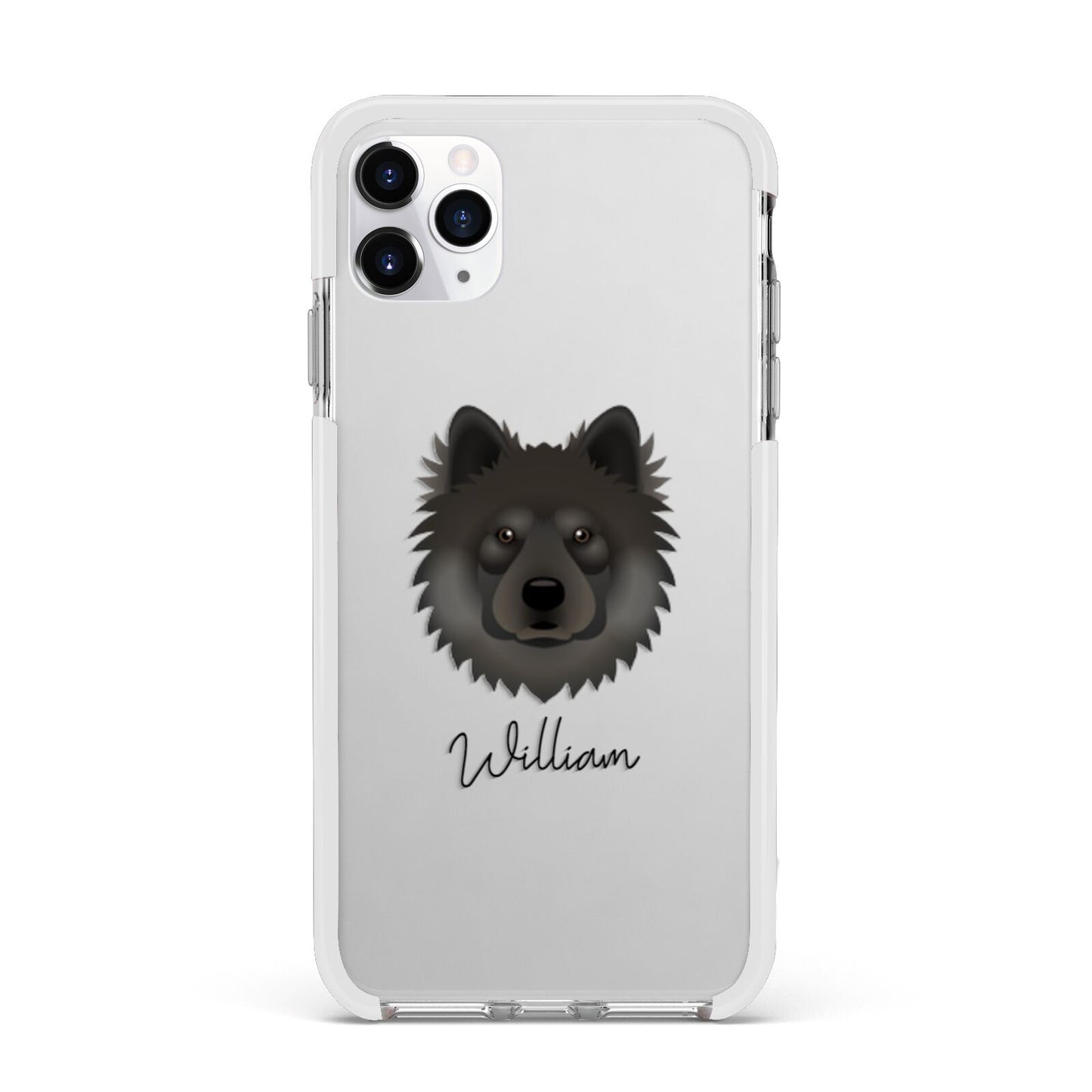Eurasier Personalised Apple iPhone 11 Pro Max in Silver with White Impact Case