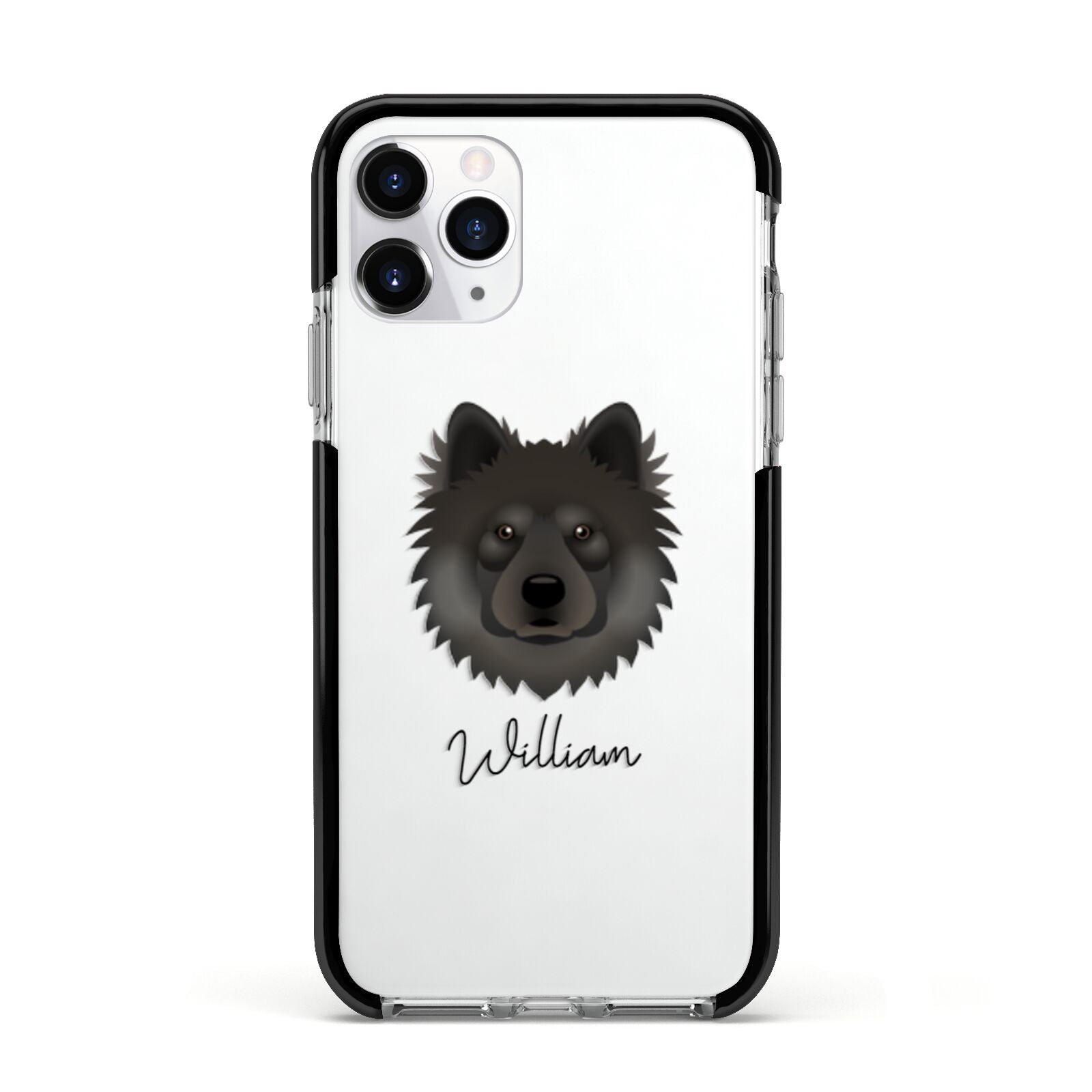 Eurasier Personalised Apple iPhone 11 Pro in Silver with Black Impact Case