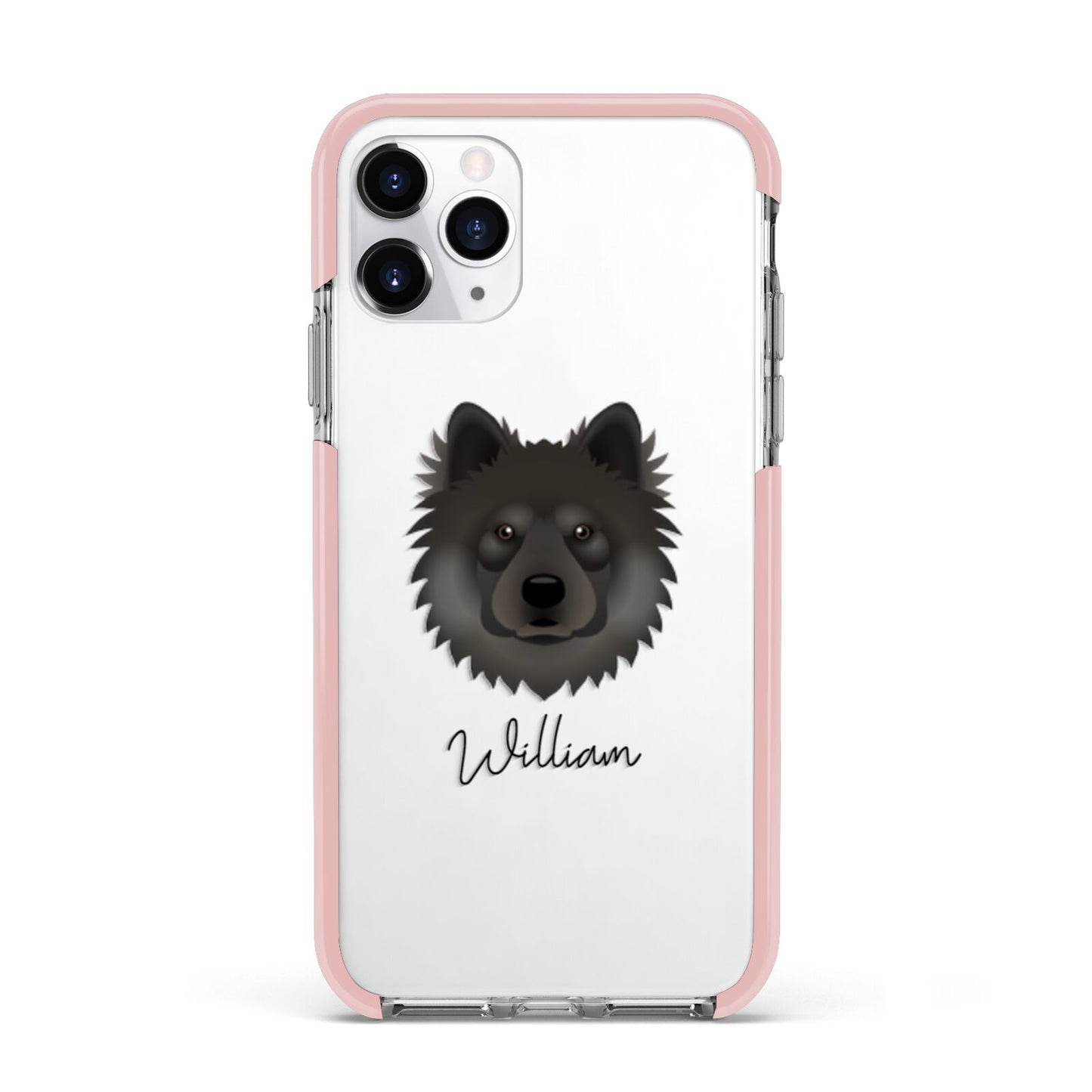 Eurasier Personalised Apple iPhone 11 Pro in Silver with Pink Impact Case