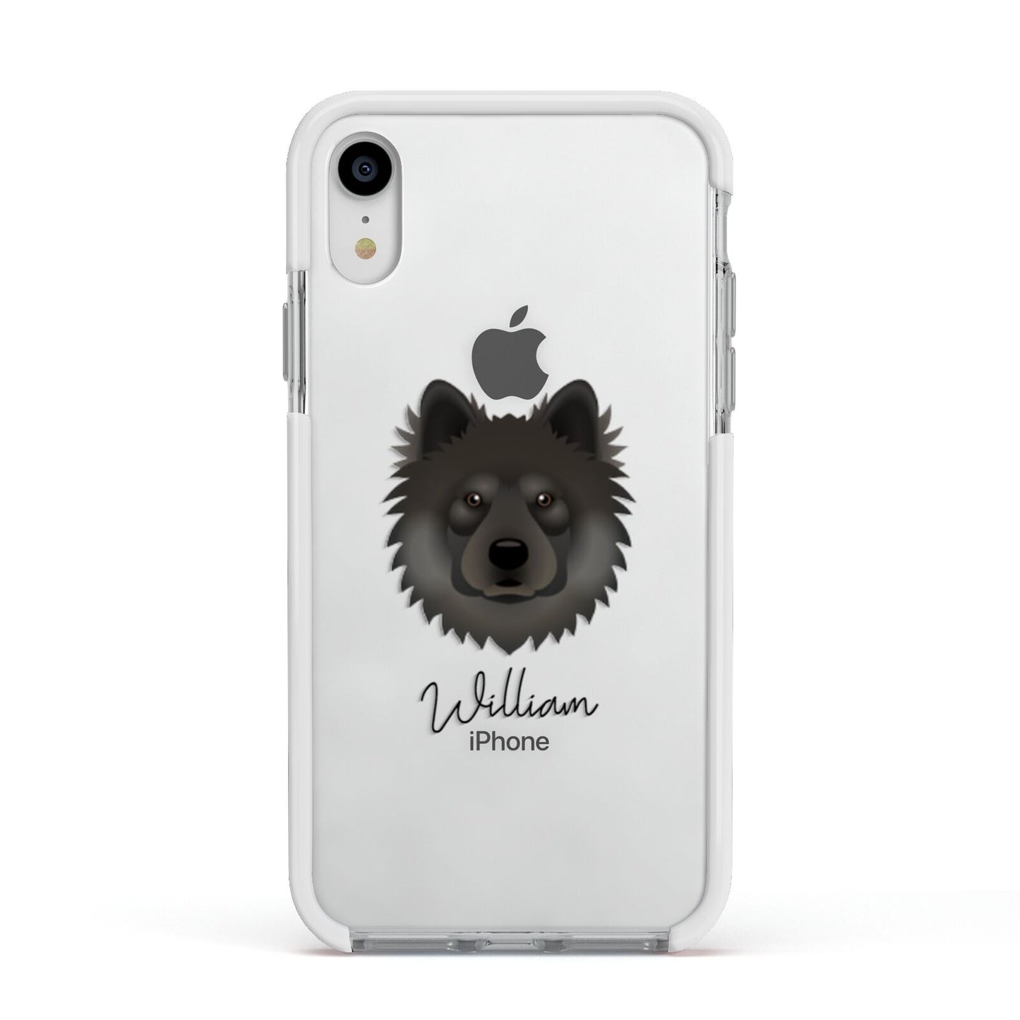 Eurasier Personalised Apple iPhone XR Impact Case White Edge on Silver Phone