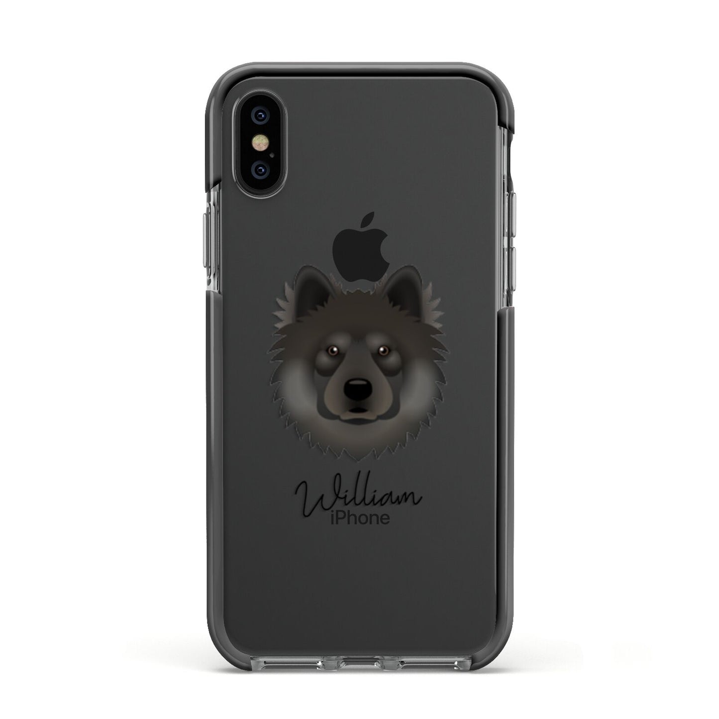 Eurasier Personalised Apple iPhone Xs Impact Case Black Edge on Black Phone