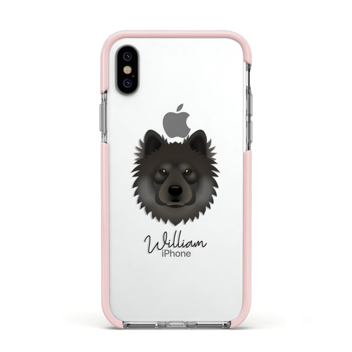 Eurasier Personalised Apple iPhone Xs Impact Case Pink Edge on Silver Phone