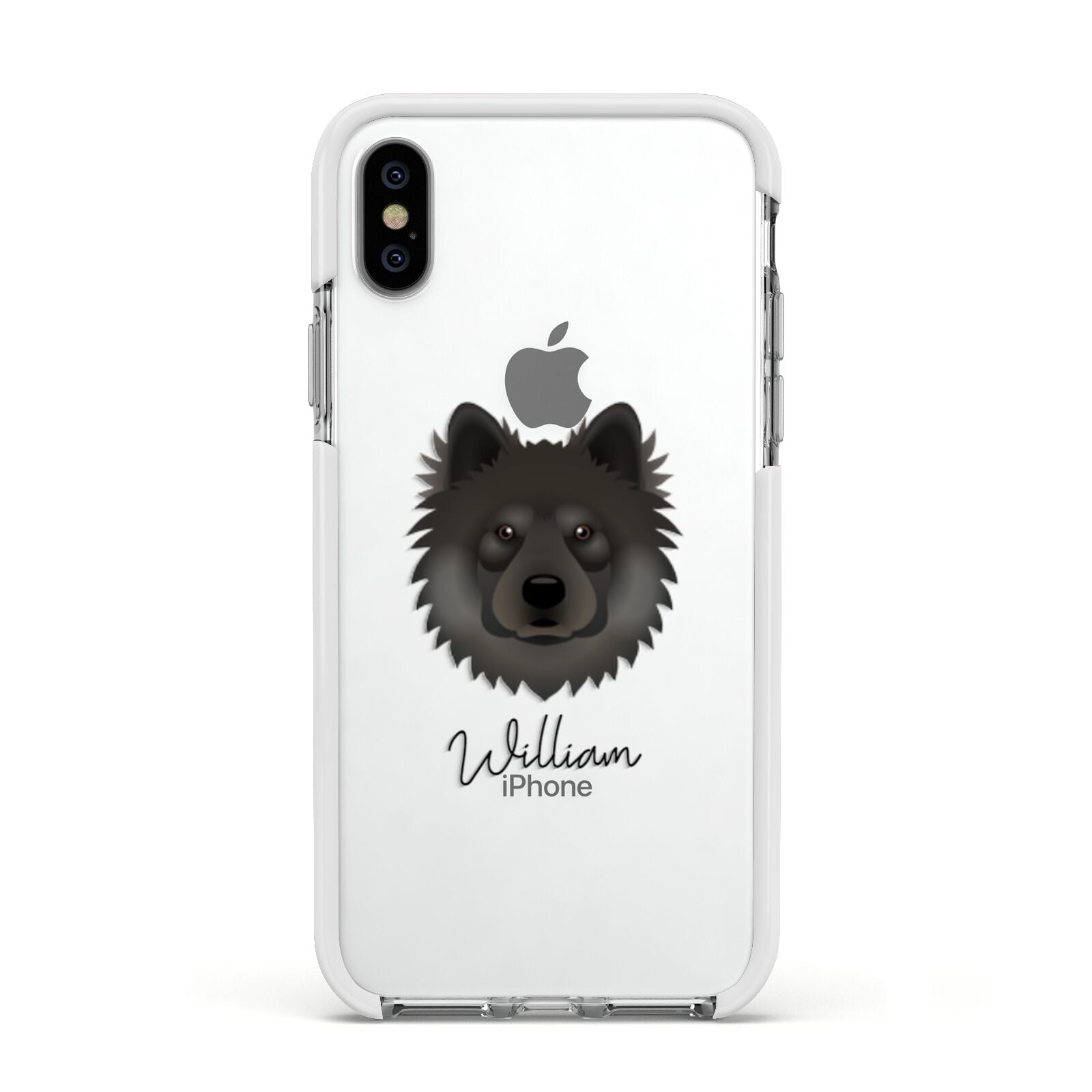 Eurasier Personalised Apple iPhone Xs Impact Case White Edge on Silver Phone