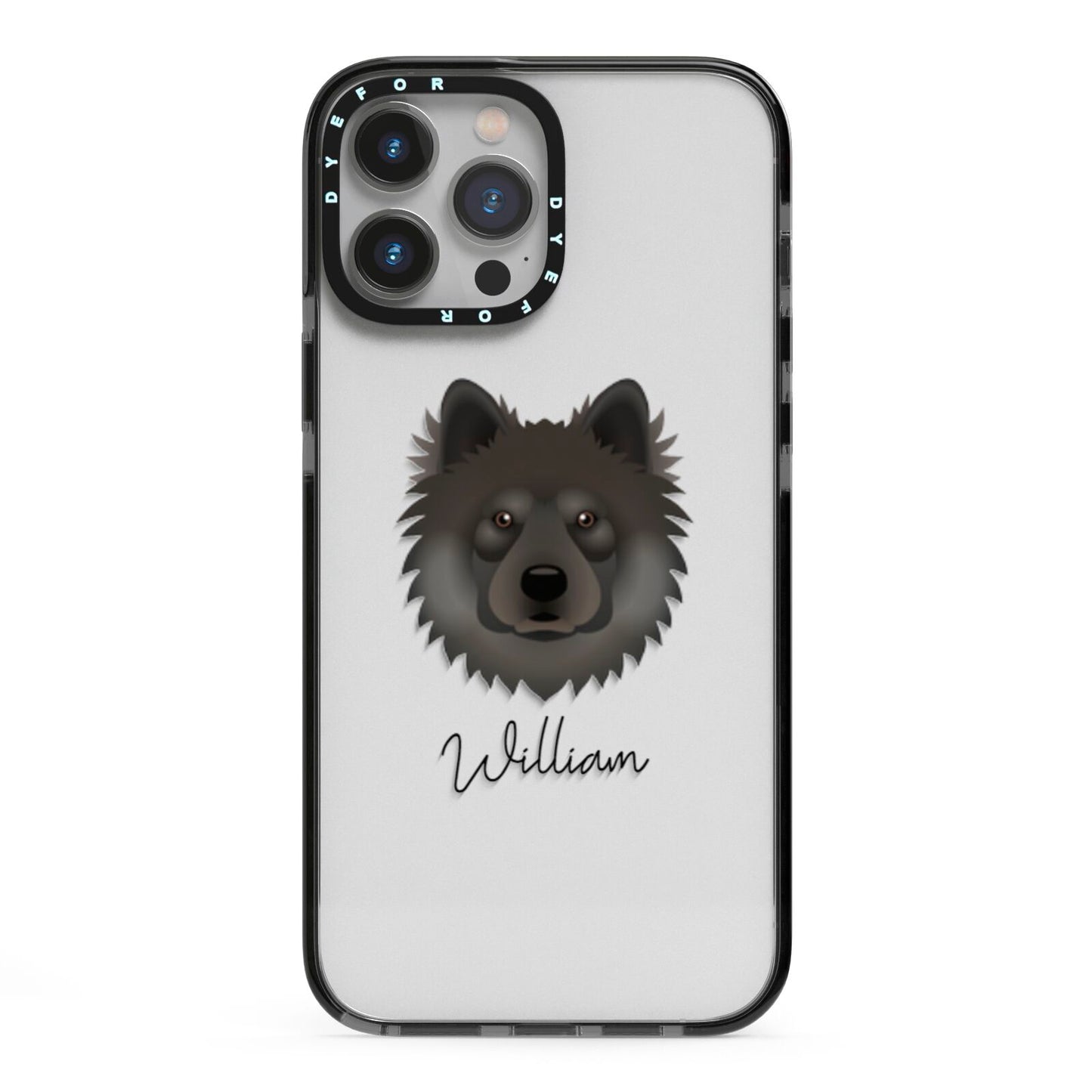 Eurasier Personalised iPhone 13 Pro Max Black Impact Case on Silver phone