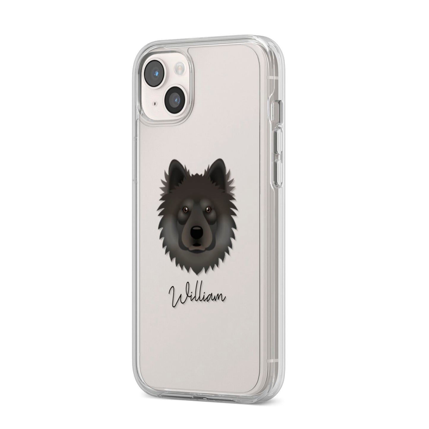 Eurasier Personalised iPhone 14 Plus Clear Tough Case Starlight Angled Image