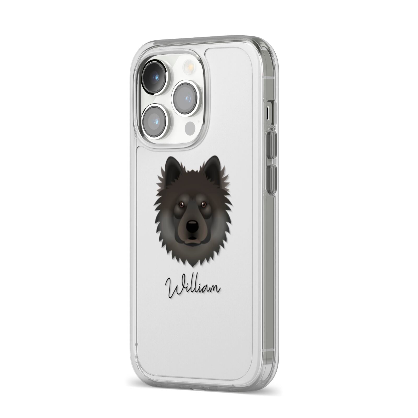 Eurasier Personalised iPhone 14 Pro Clear Tough Case Silver Angled Image