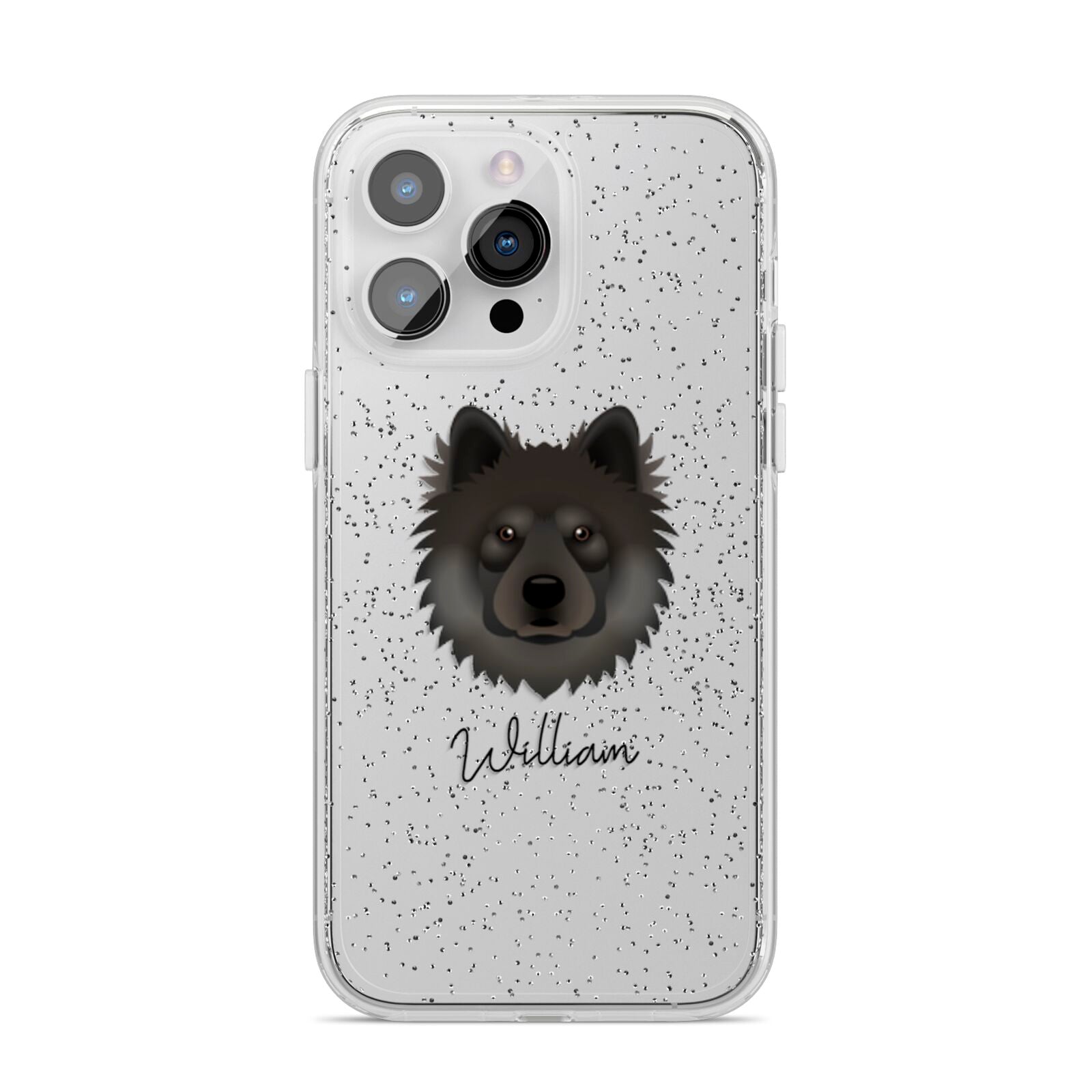 Eurasier Personalised iPhone 14 Pro Max Glitter Tough Case Silver