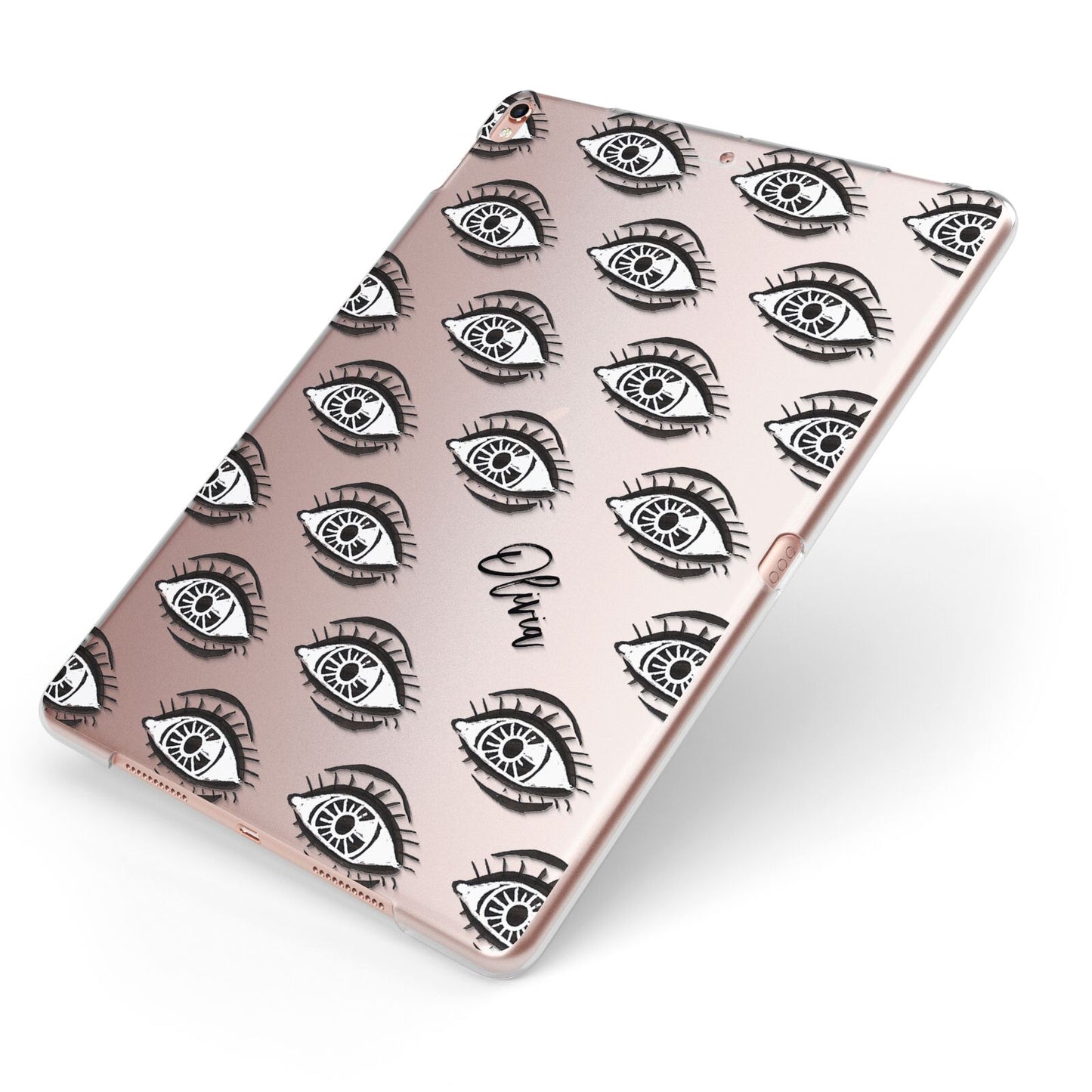 Eye Eye Personalised Apple iPad Case on Rose Gold iPad Side View