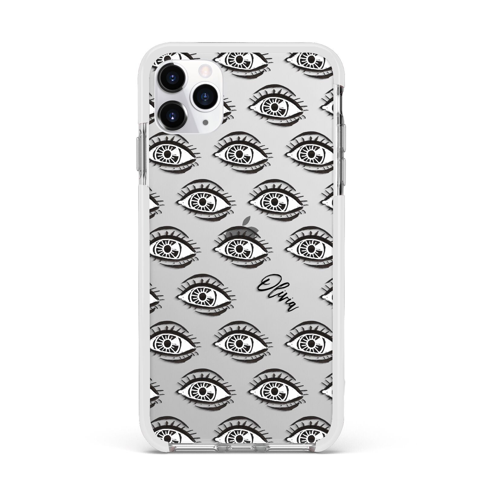 Eye Eye Personalised Apple iPhone 11 Pro Max in Silver with White Impact Case