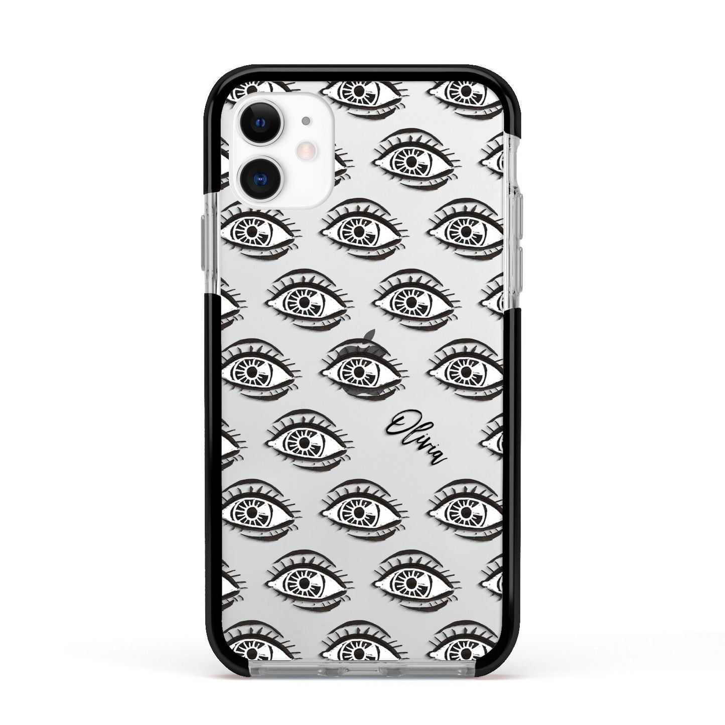 Eye Eye Personalised Apple iPhone 11 in White with Black Impact Case