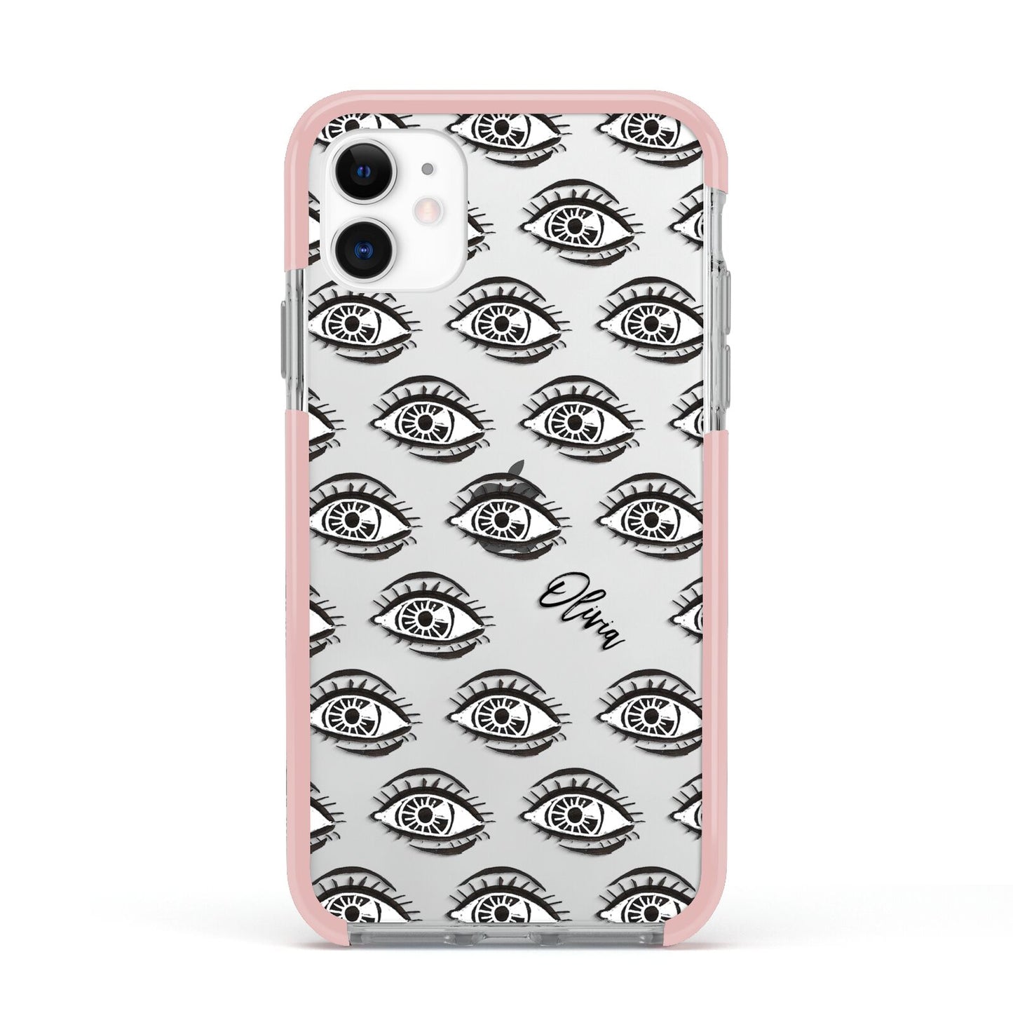 Eye Eye Personalised Apple iPhone 11 in White with Pink Impact Case