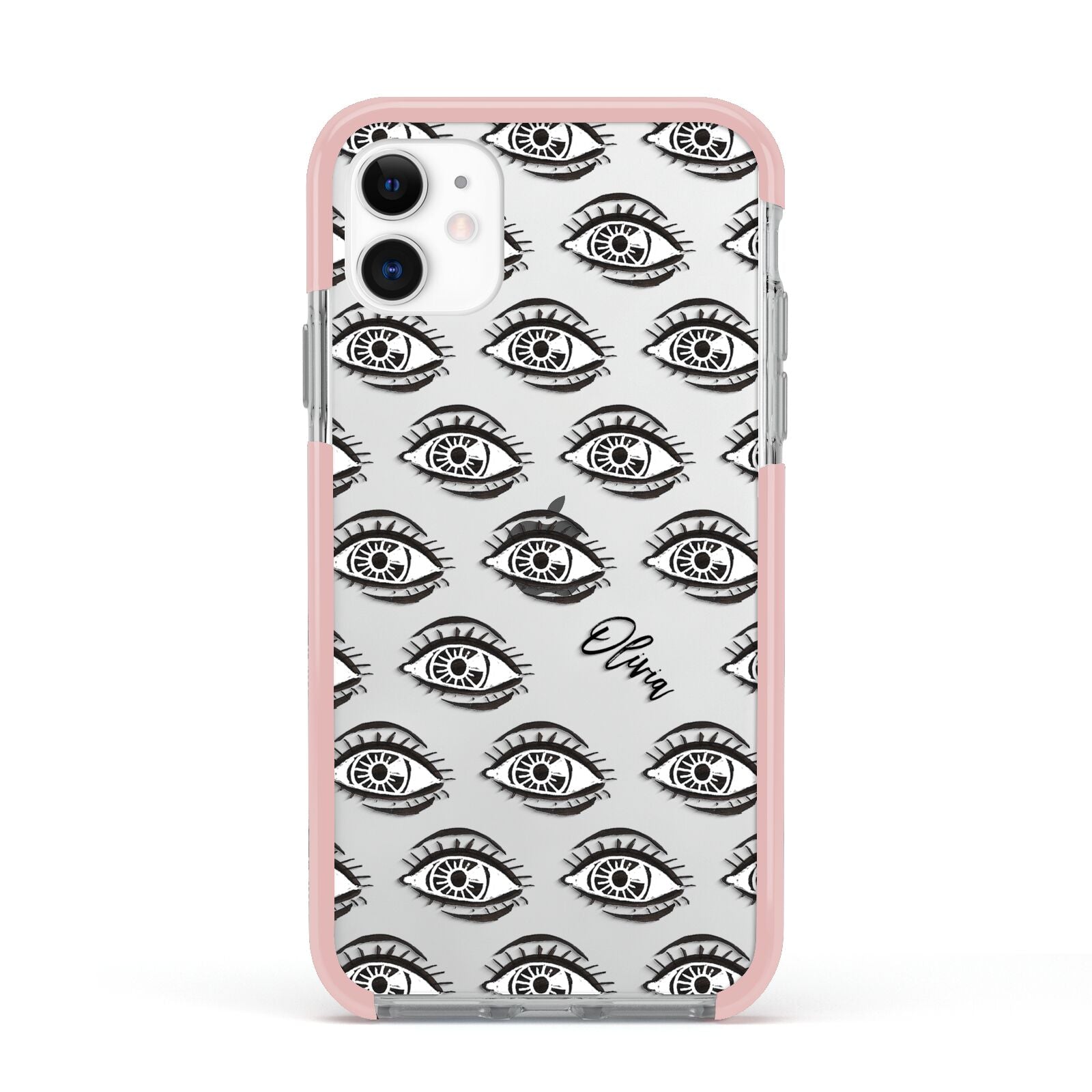 Eye Eye Personalised Apple iPhone 11 in White with Pink Impact Case