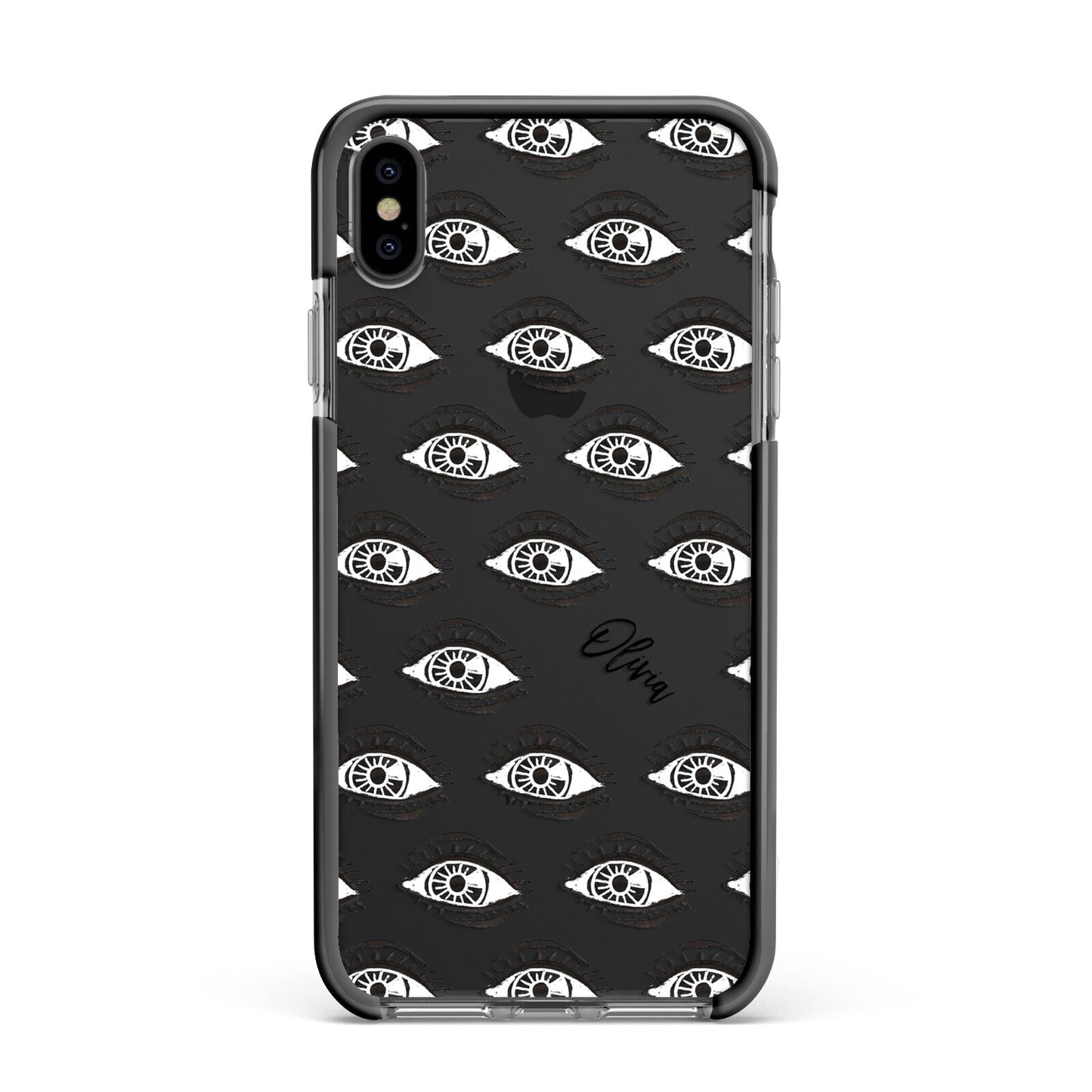Eye Eye Personalised Apple iPhone Xs Max Impact Case Black Edge on Black Phone