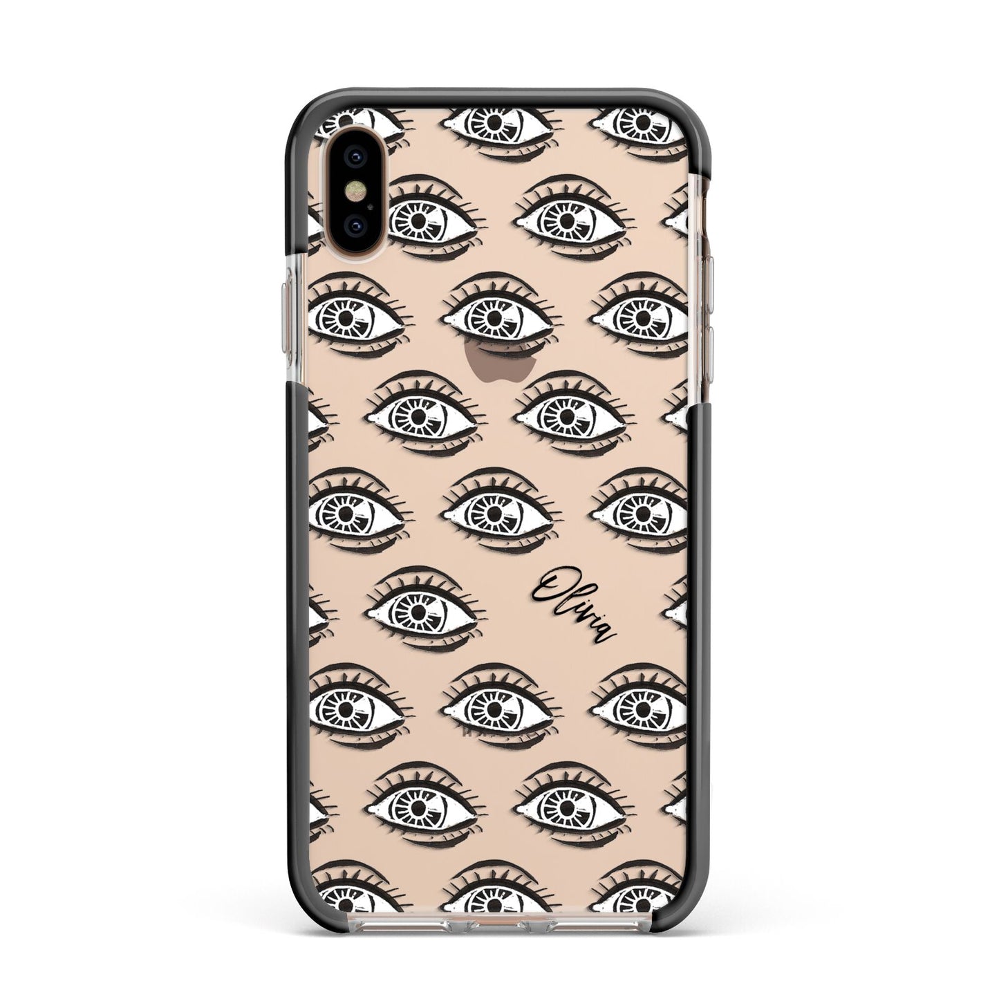 Eye Eye Personalised Apple iPhone Xs Max Impact Case Black Edge on Gold Phone