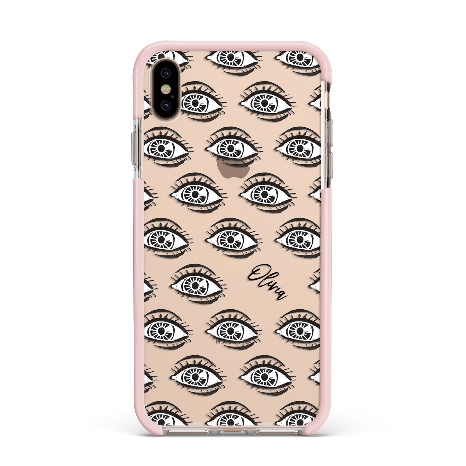 Eye Eye Personalised Apple iPhone Xs Max Impact Case Pink Edge on Gold Phone