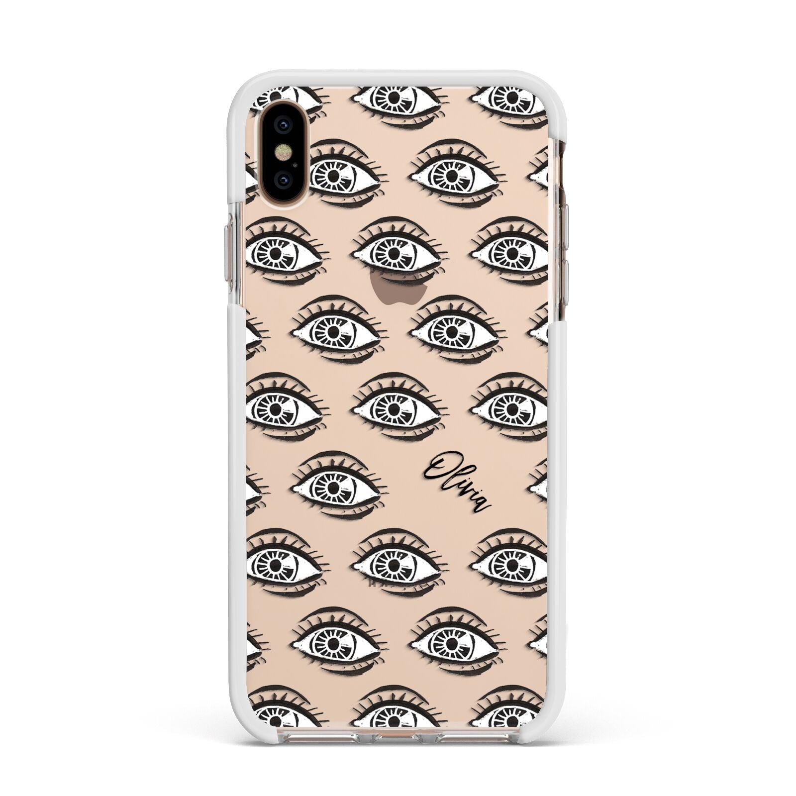 Eye Eye Personalised Apple iPhone Xs Max Impact Case White Edge on Gold Phone