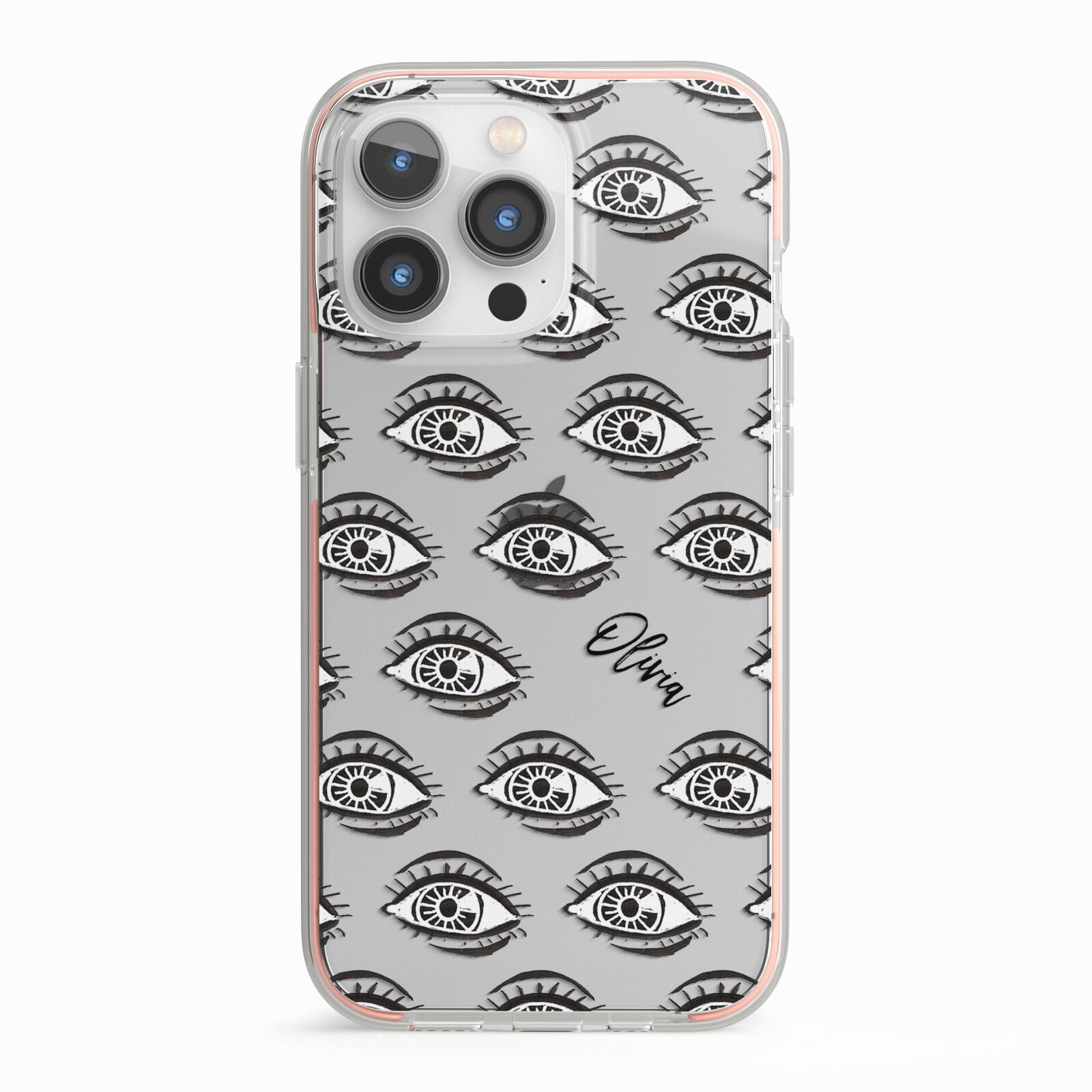 Eye Eye Personalised iPhone 13 Pro TPU Impact Case with Pink Edges